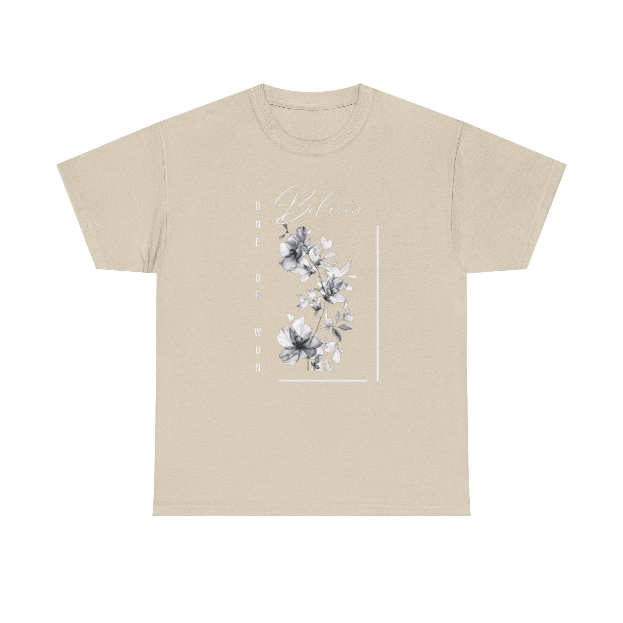 Bolivon Exclusive Floral Serenity Tee — Monochrome Botanical Graphic T-Shirt