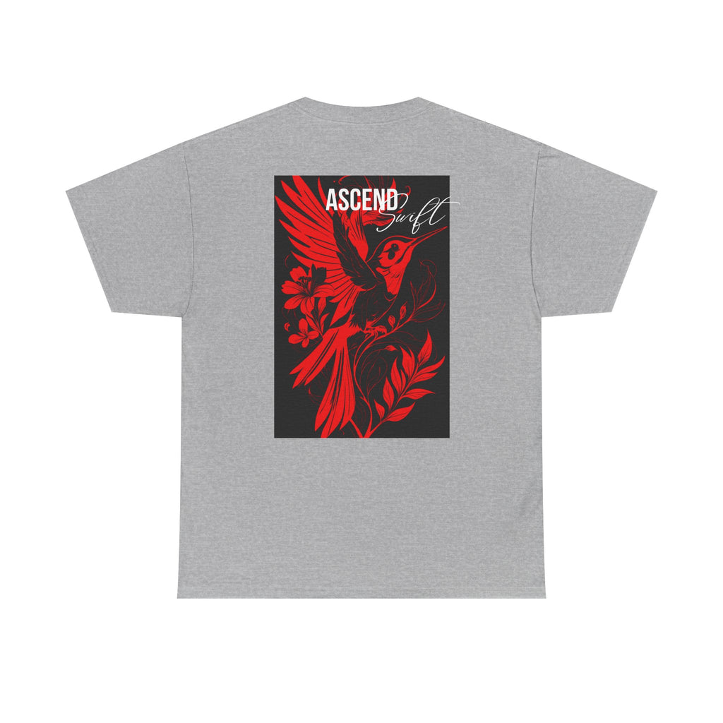 Ascend Red Dove T-Shirt — Minimal Chest Logo & Bold Back Print | Premium Streetwear