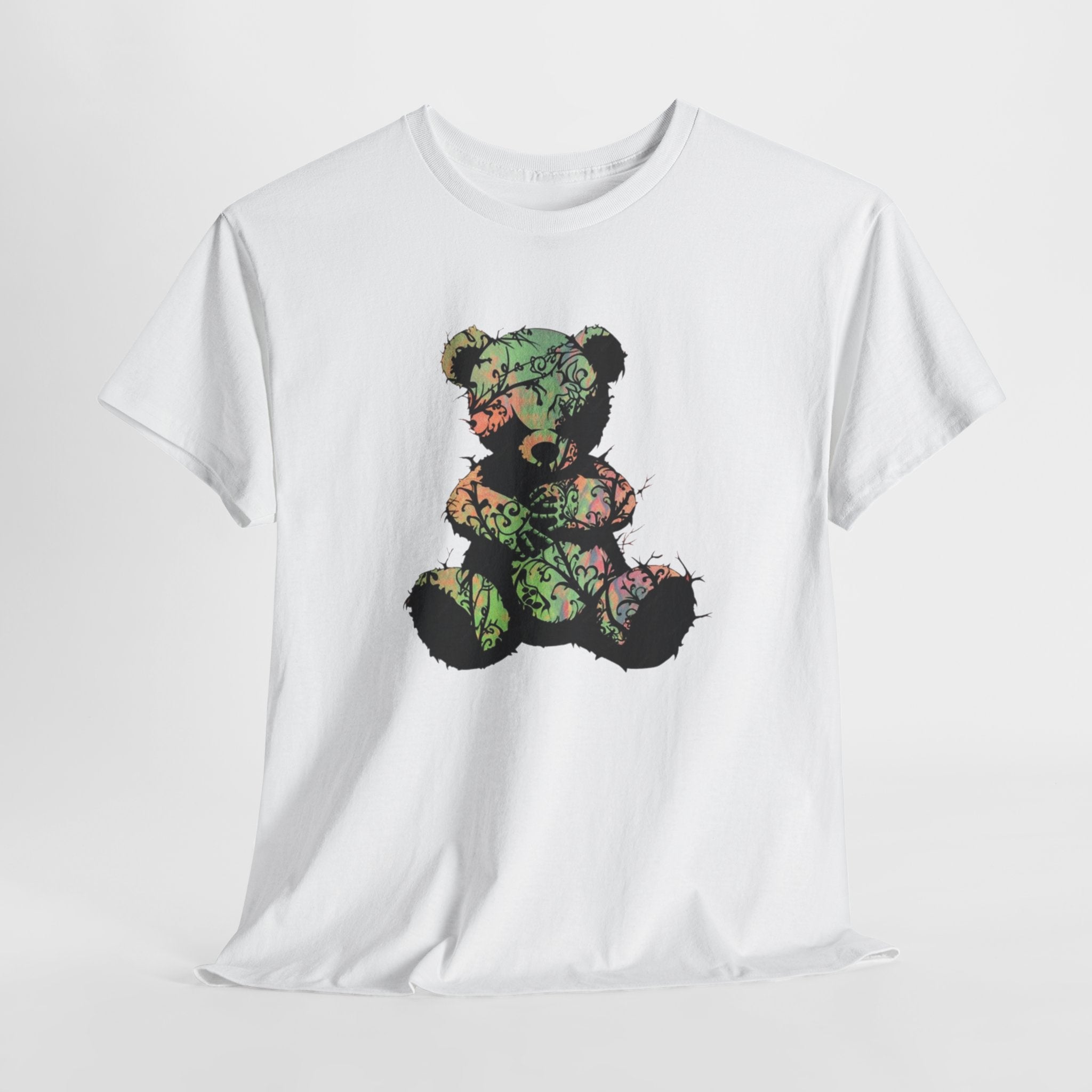 Teddy Bear Graphic Tee — Floral Patchwork Plush Design | Premium Streetwear
