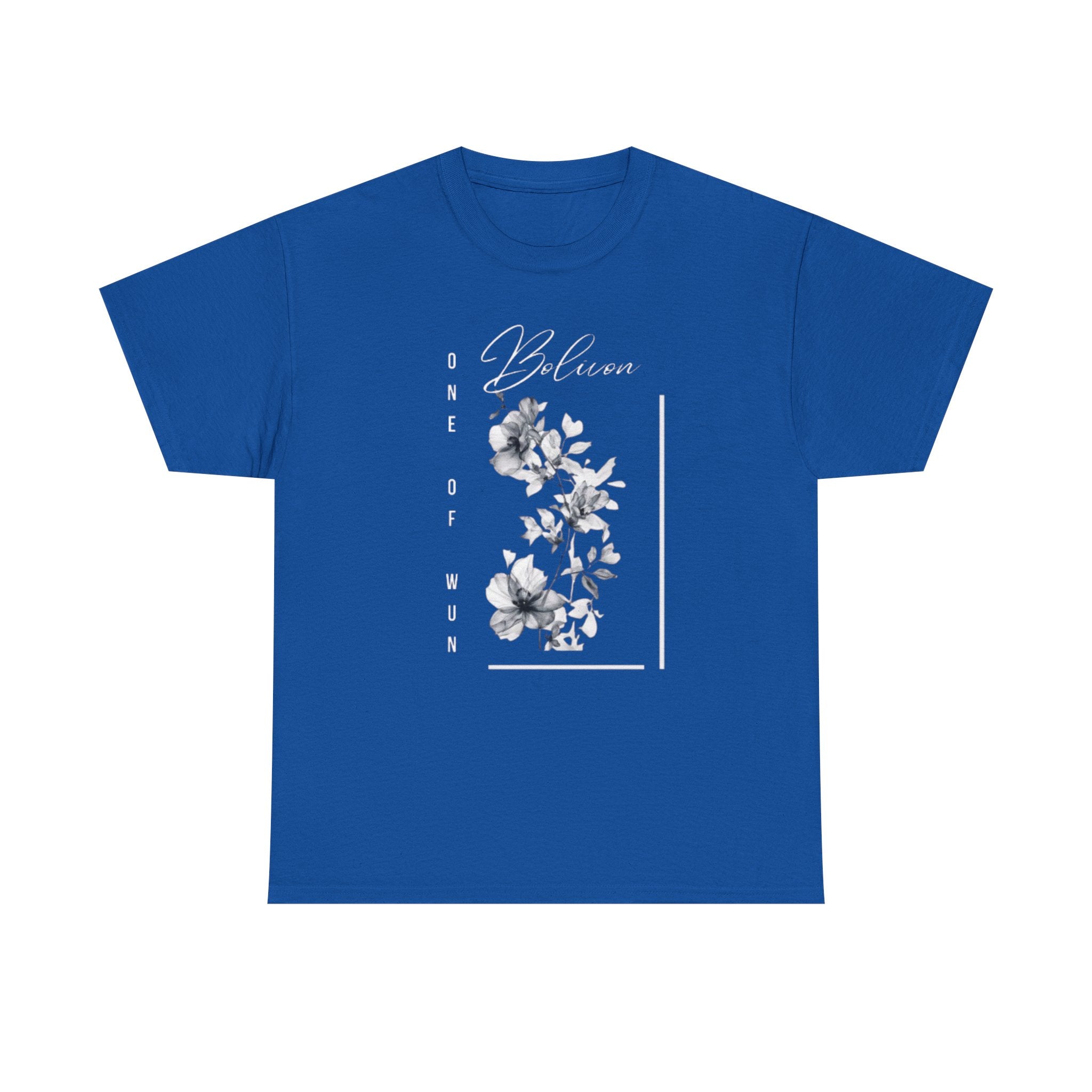 Bolivon Exclusive Floral Serenity Tee — Monochrome Botanical Graphic T-Shirt