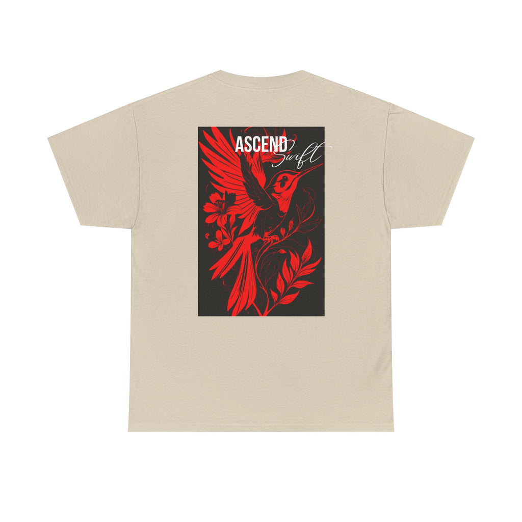 Ascend Red Dove T-Shirt — Minimal Chest Logo & Bold Back Print | Premium Streetwear