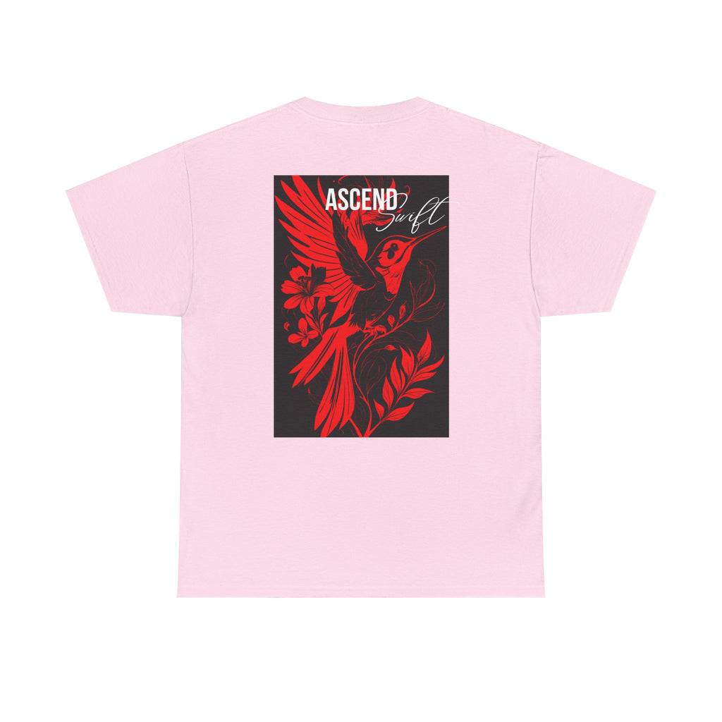 Ascend Red Dove T-Shirt — Minimal Chest Logo & Bold Back Print | Premium Streetwear