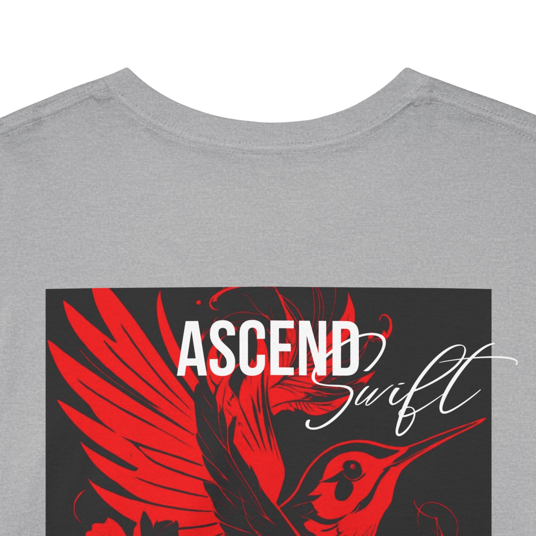 Ascend Red Dove T-Shirt — Minimal Chest Logo & Bold Back Print | Premium Streetwear