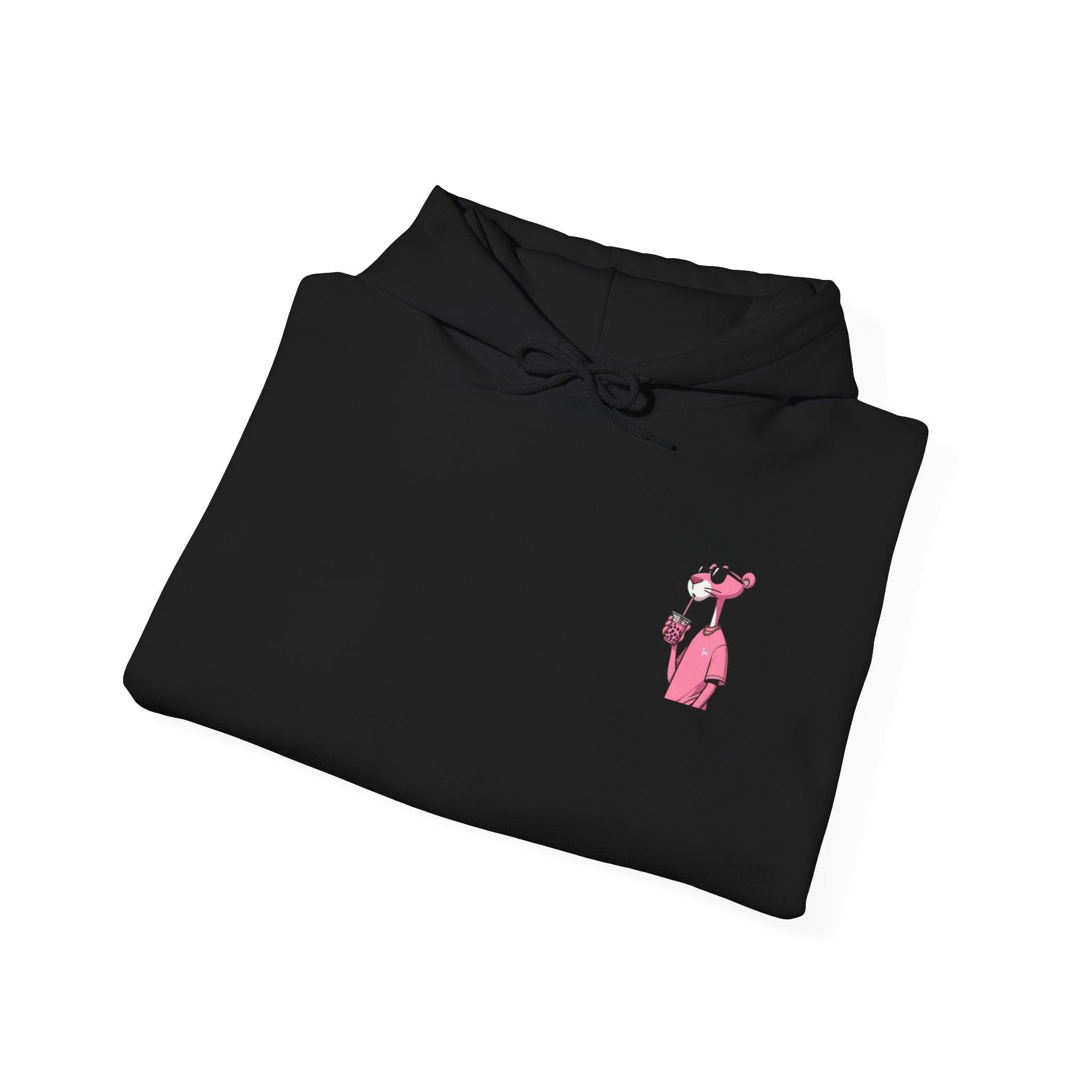 Pink Panther Minimal Chest Hoodie — Cute Retro Cartoon Pullover Streetwear Style
