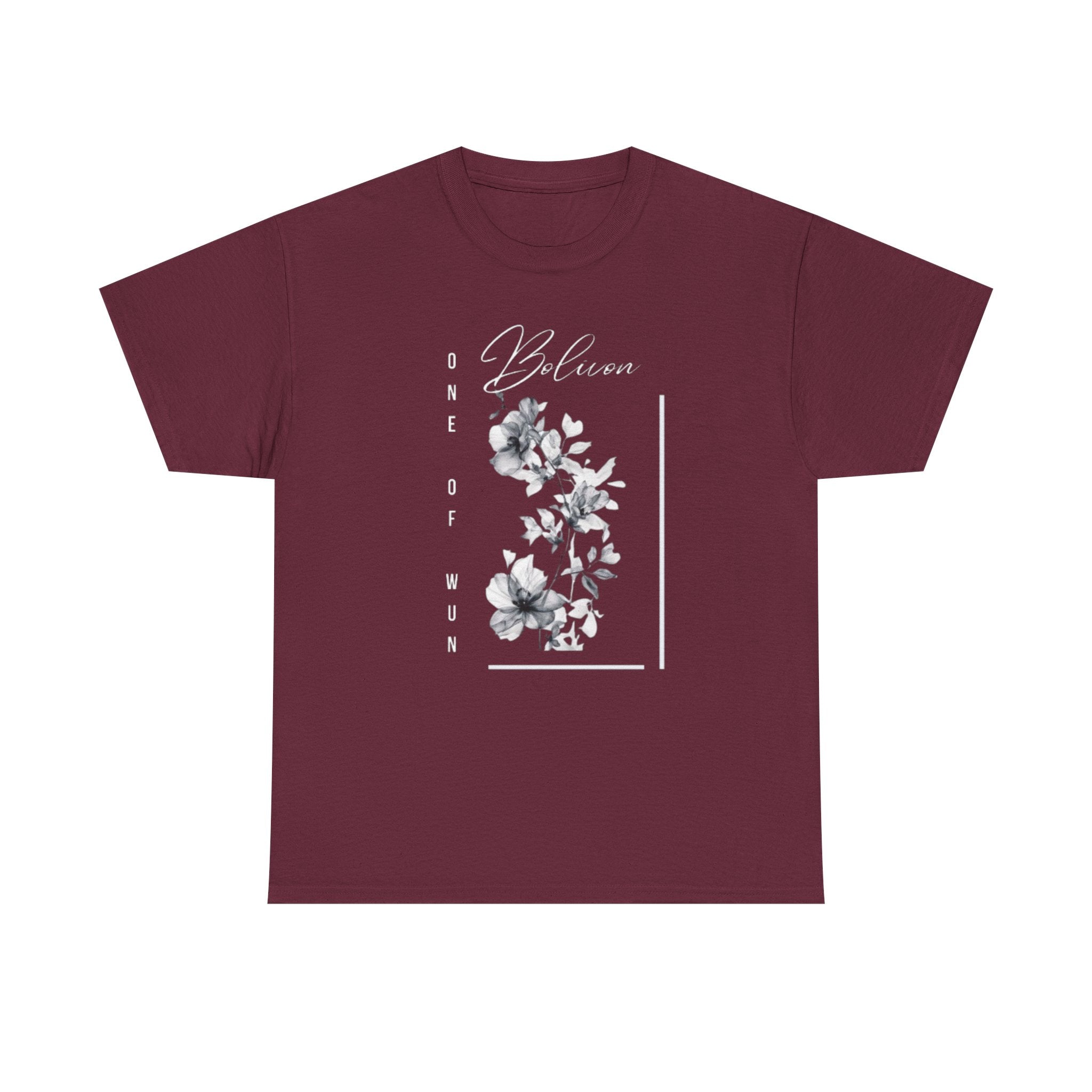 Bolivon Exclusive Floral Serenity Tee — Monochrome Botanical Graphic T-Shirt