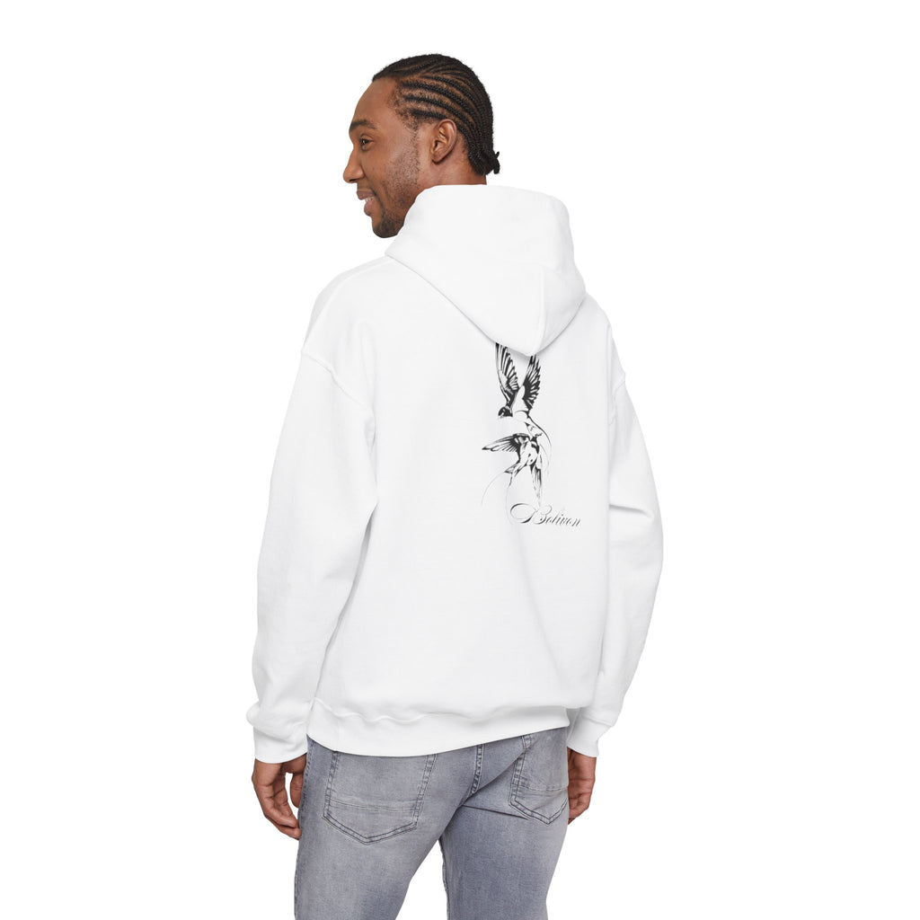 Dove Flight Hoodie — Minimal Black Bird Illustration Pullover | Premium Streetwear