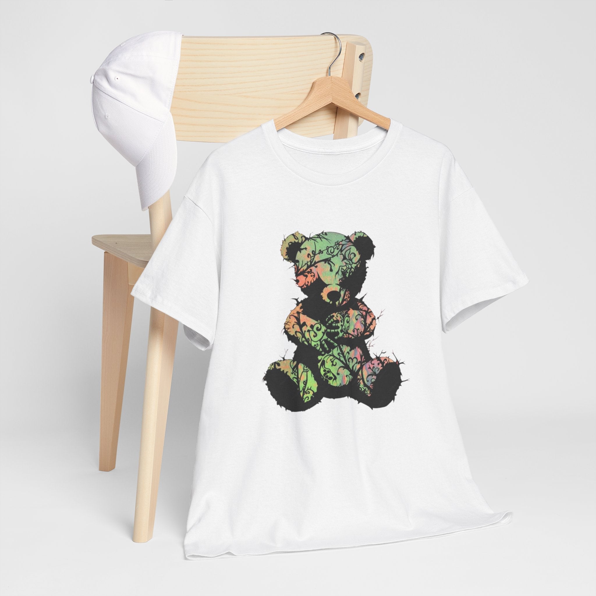 Teddy Bear Graphic Tee — Floral Patchwork Plush Design | Premium Streetwear