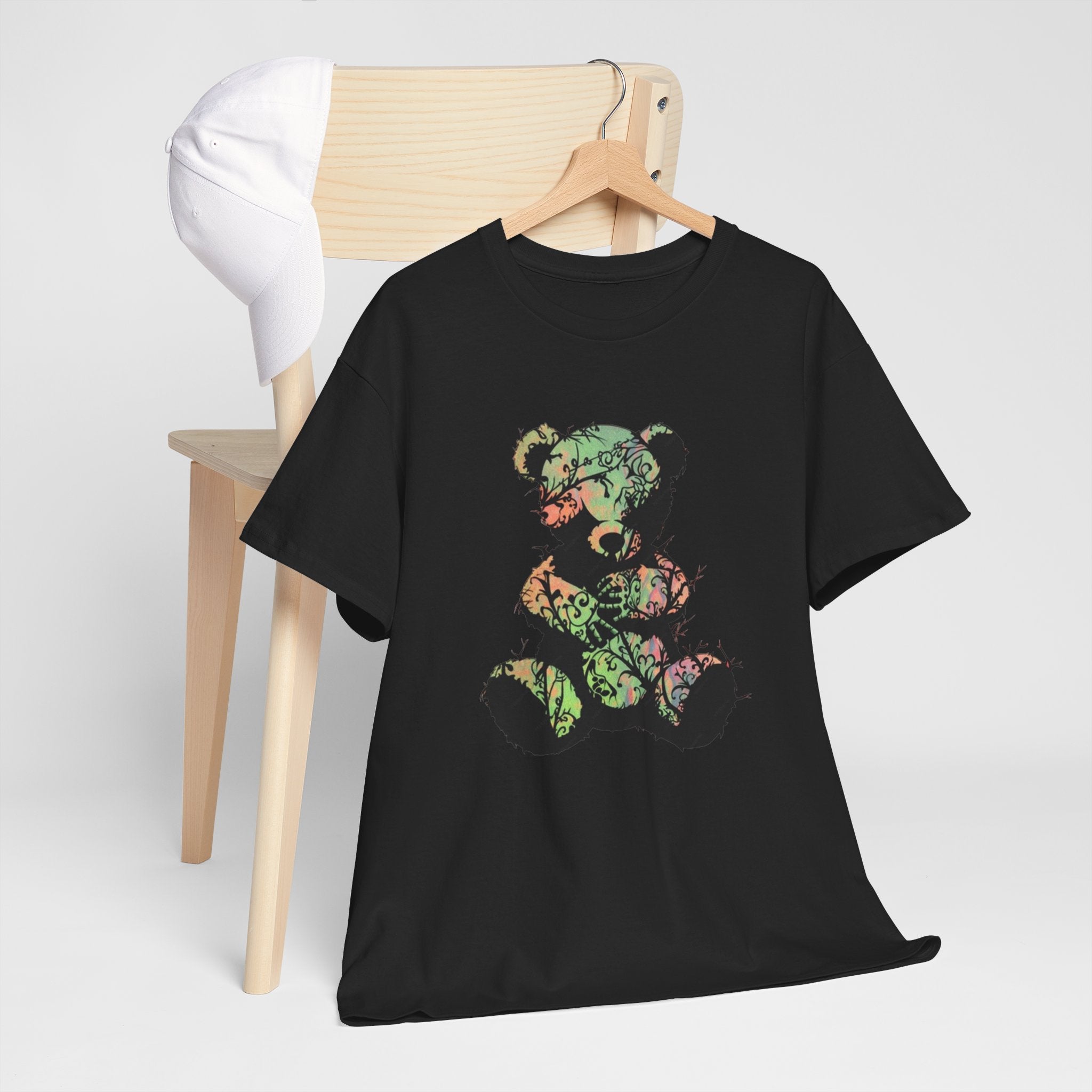 Teddy Bear Graphic Tee — Floral Patchwork Plush Design | Premium Streetwear