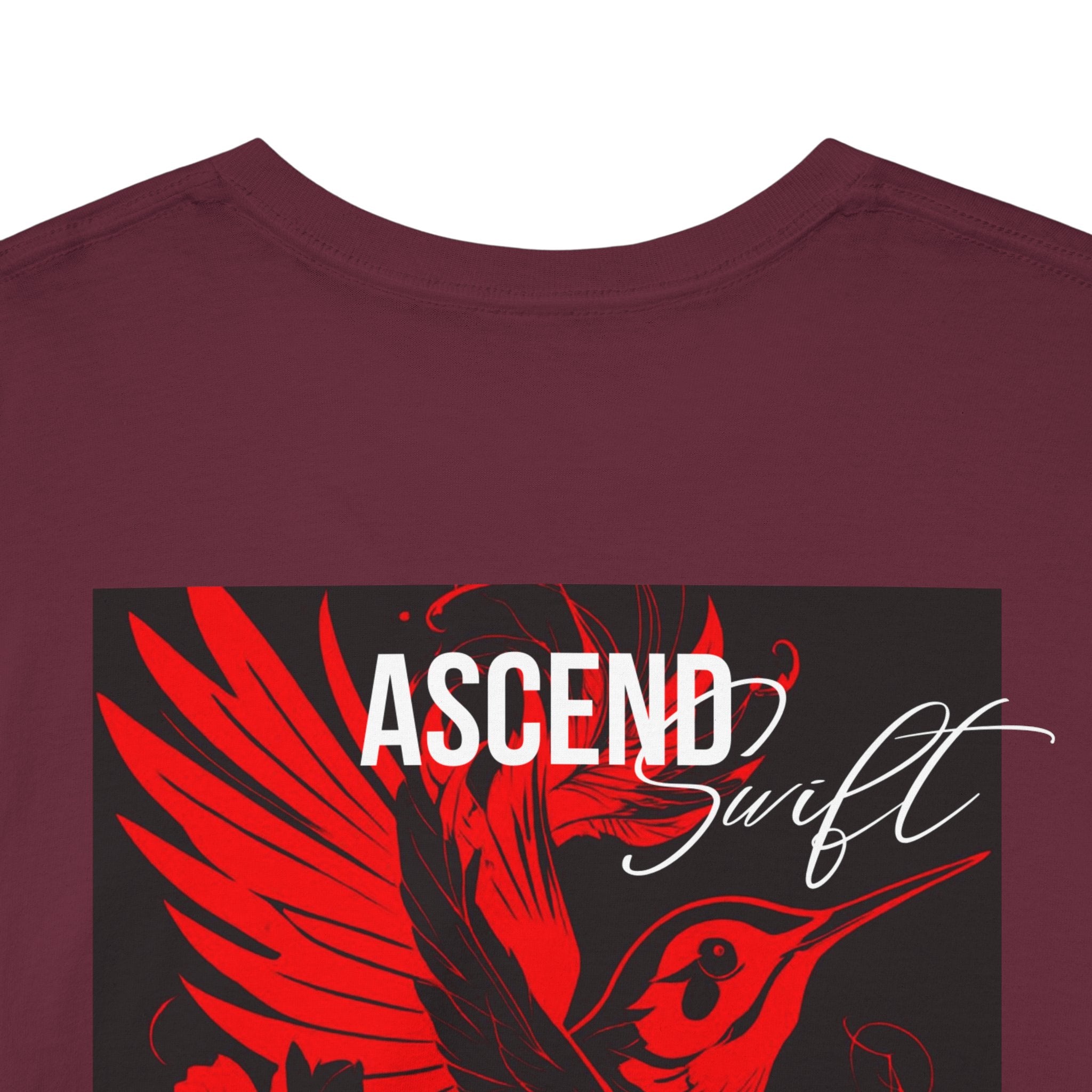 Ascend Red Dove T-Shirt — Minimal Chest Logo & Bold Back Print | Premium Streetwear