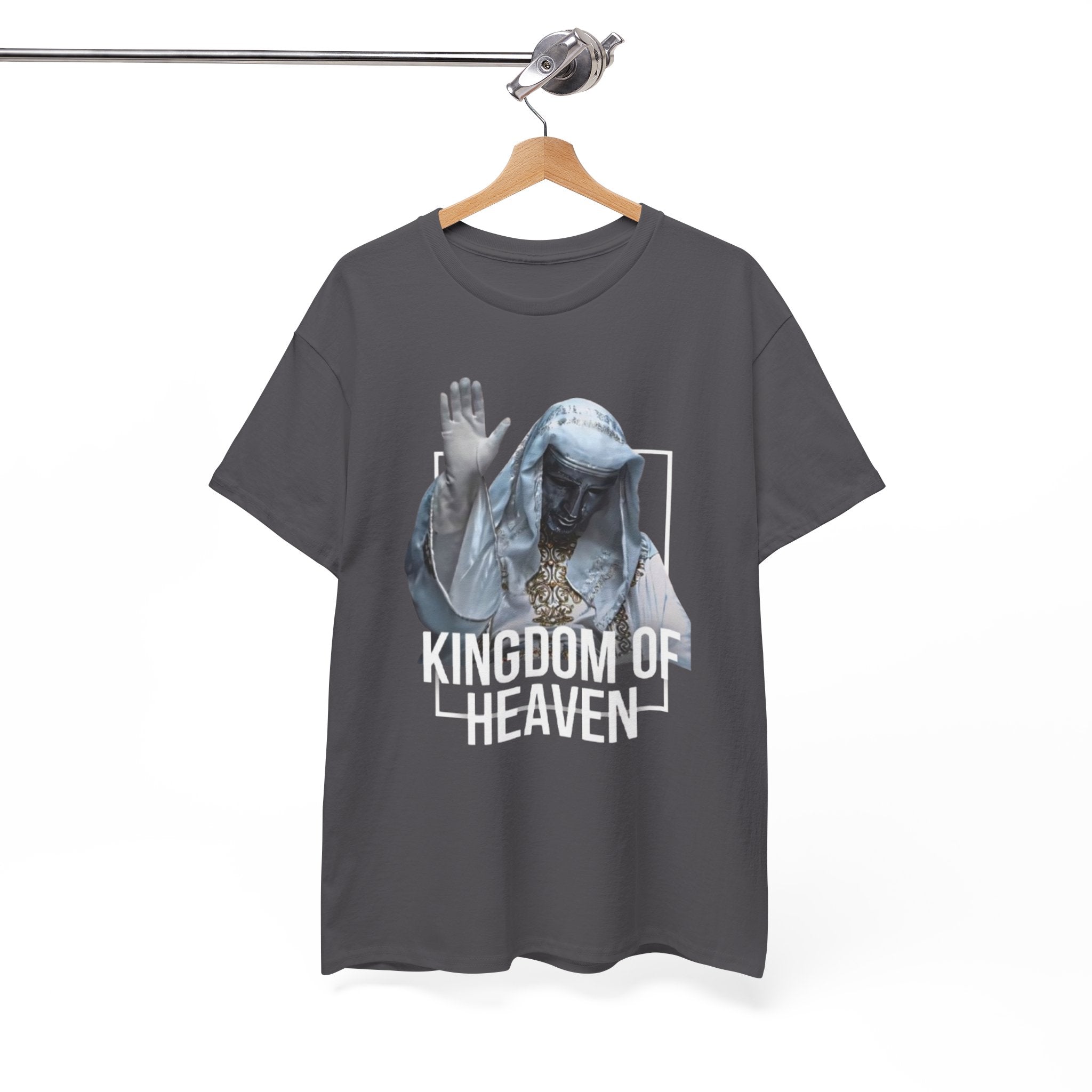 King Baldwin Graphic Tee — Kingdom of Heaven Religious Statue Design | Premium Streetwear