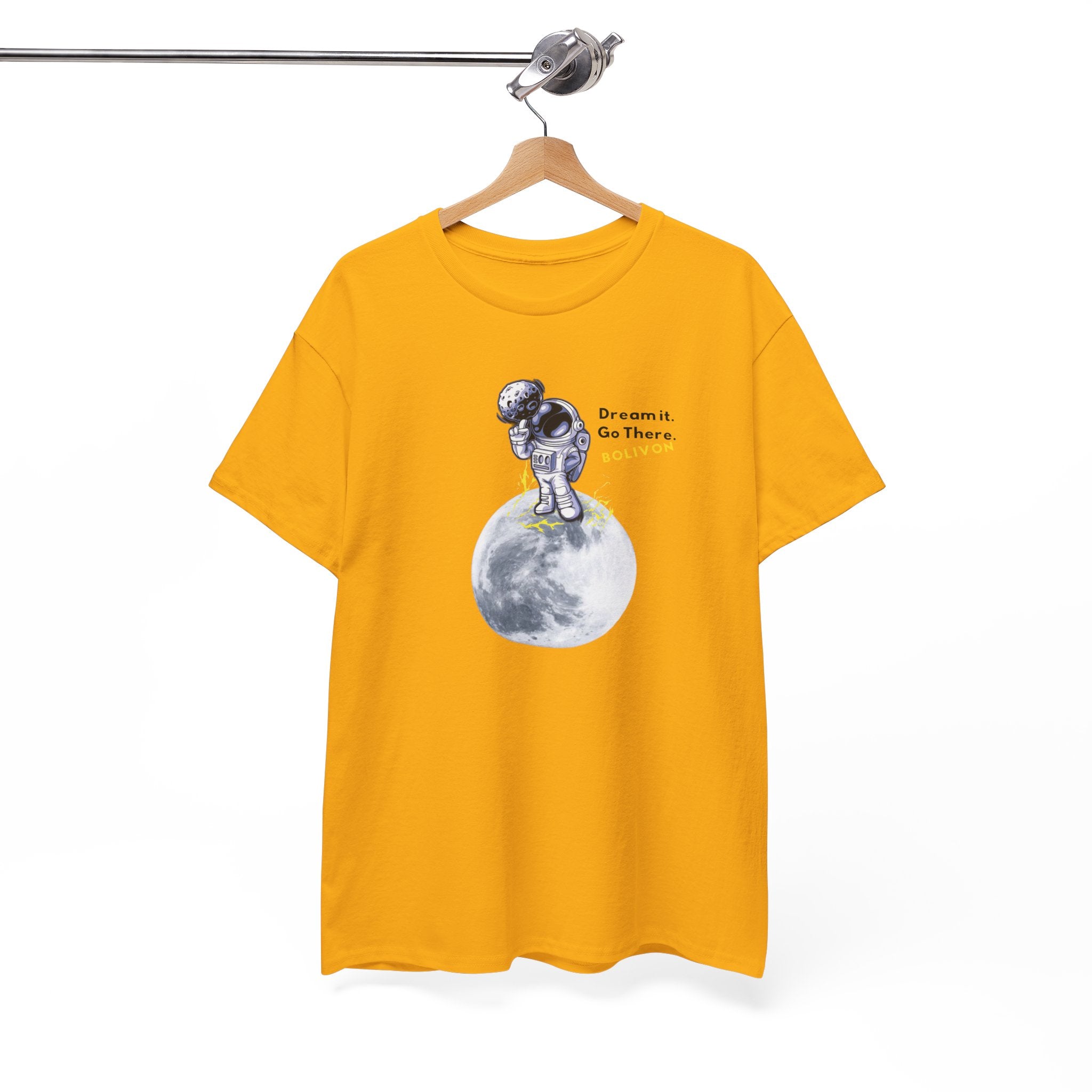 Astronaut on Moon T-Shirt — 'Dream it. Go there.' Space Graphic Tee | Premium Streetwear