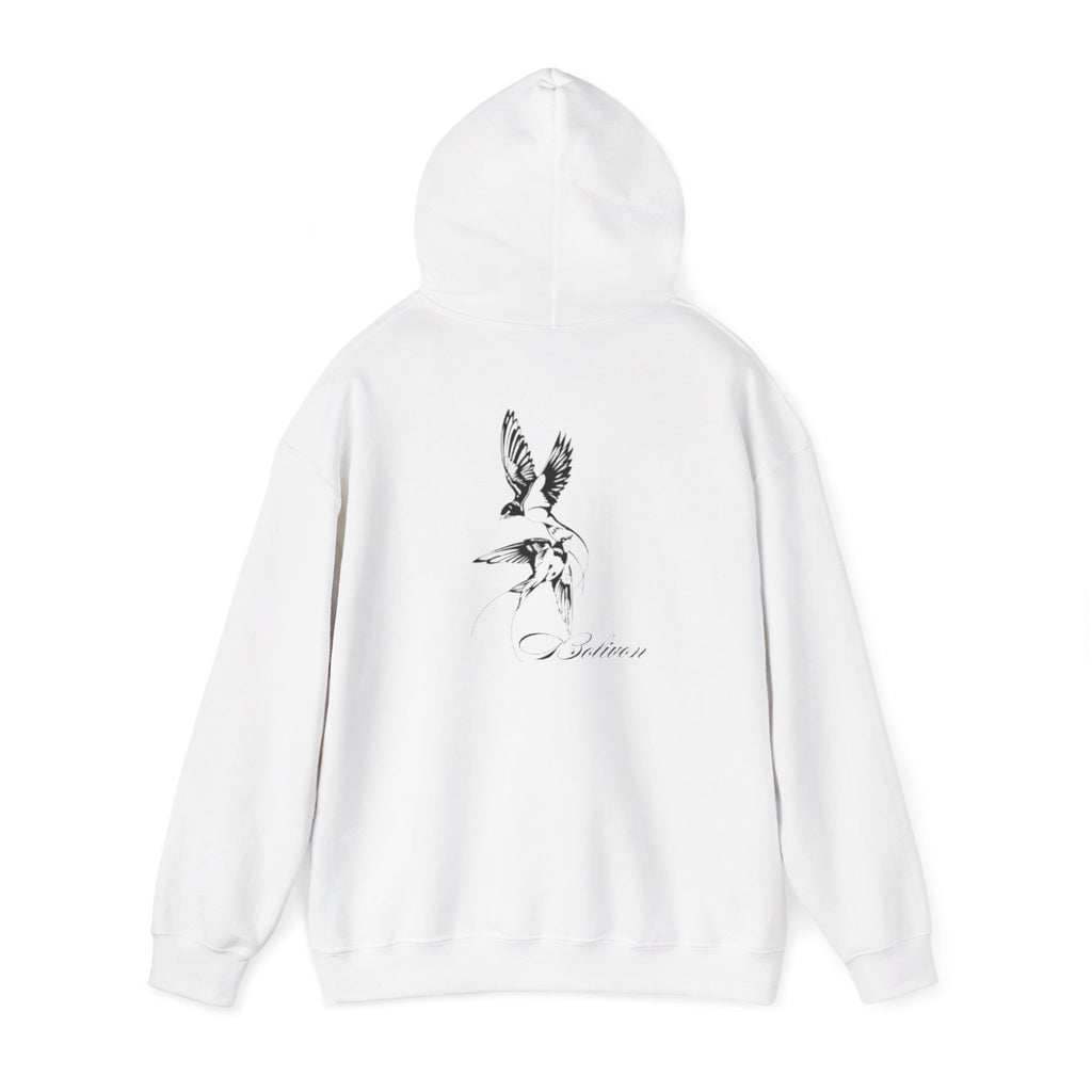 Dove Flight Hoodie — Minimal Black Bird Illustration Pullover | Premium Streetwear
