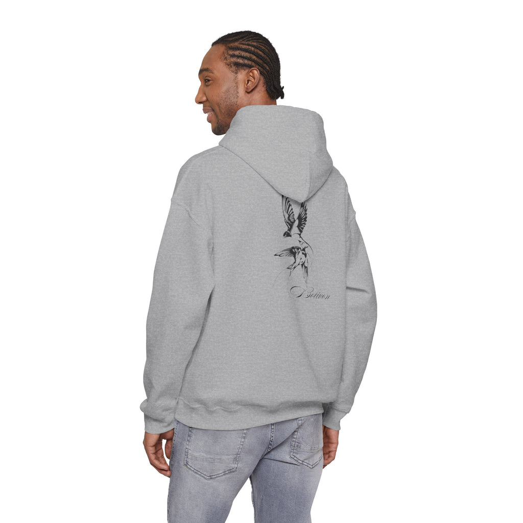 Dove Flight Hoodie — Minimal Black Bird Illustration Pullover | Premium Streetwear