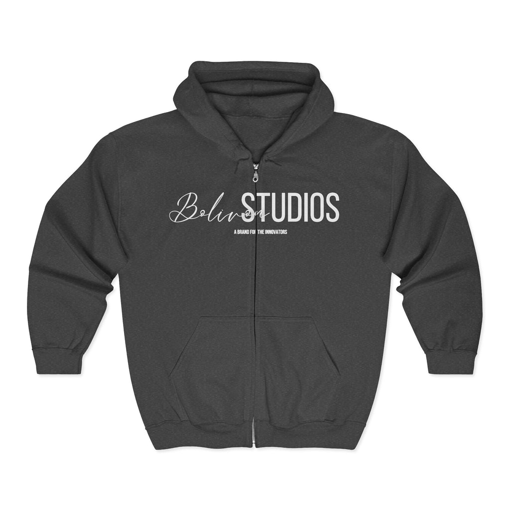 Bolivon Red Script Full-Zip Comfy Cotton Hoodie