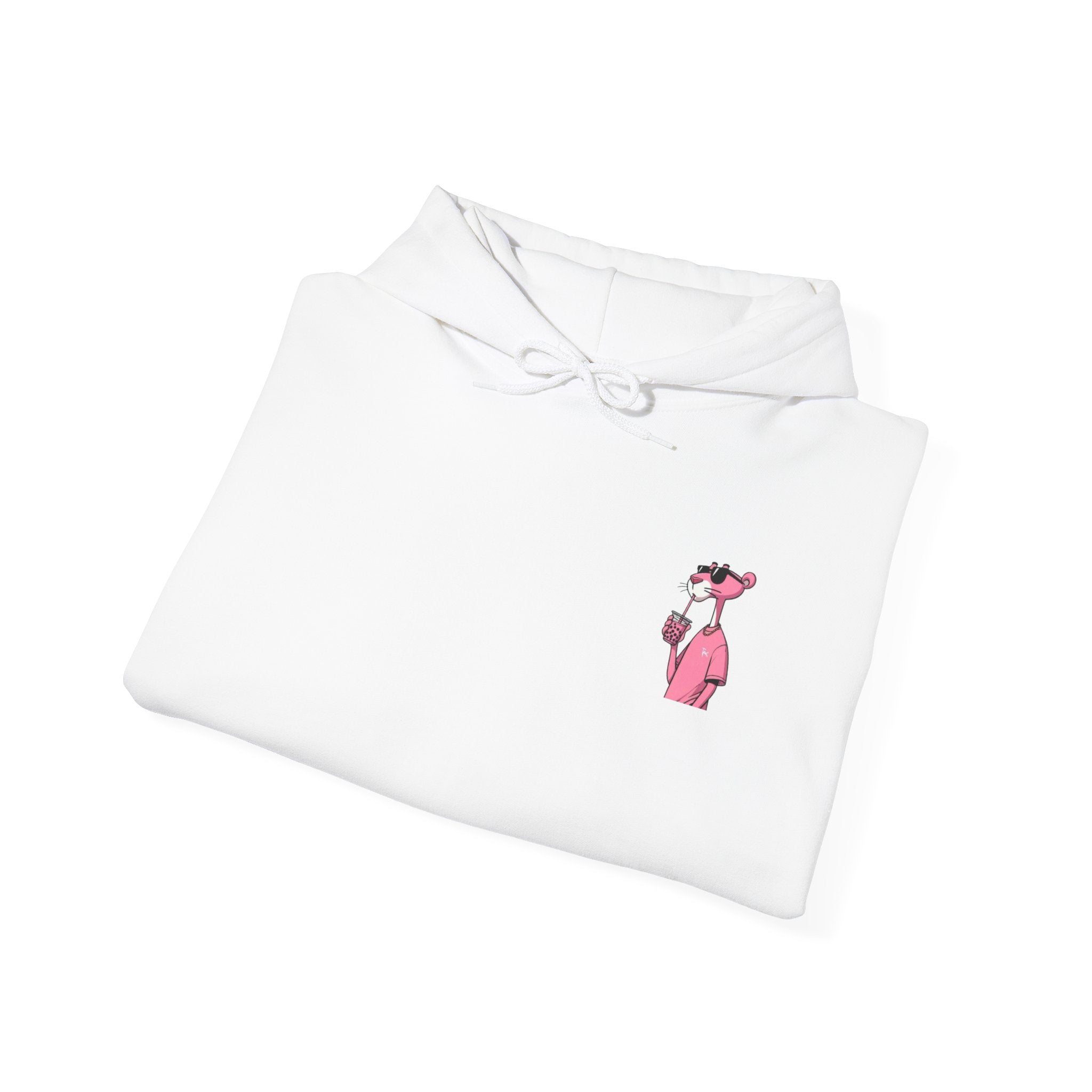 Pink Panther Minimal Chest Hoodie — Cute Retro Cartoon Pullover Streetwear Style