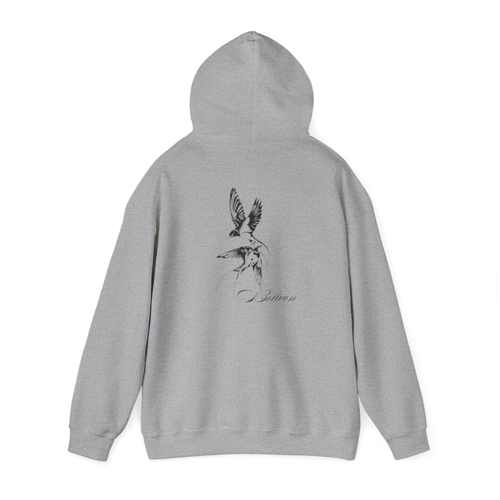Dove Flight Hoodie — Minimal Black Bird Illustration Pullover | Premium Streetwear