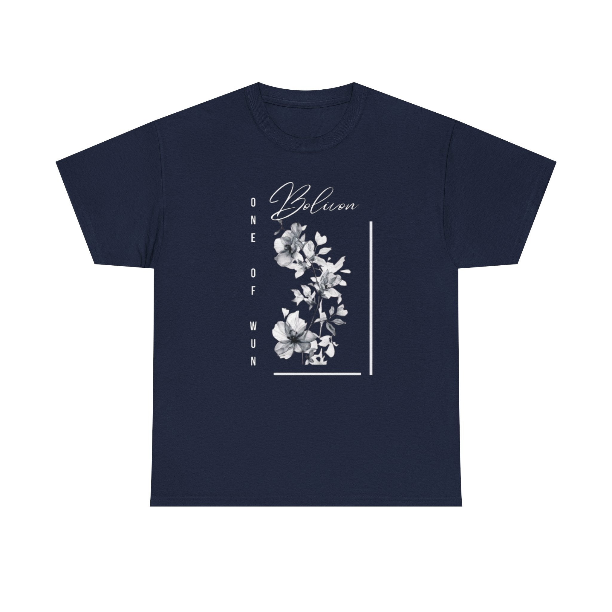 Bolivon Exclusive Floral Serenity Tee — Monochrome Botanical Graphic T-Shirt