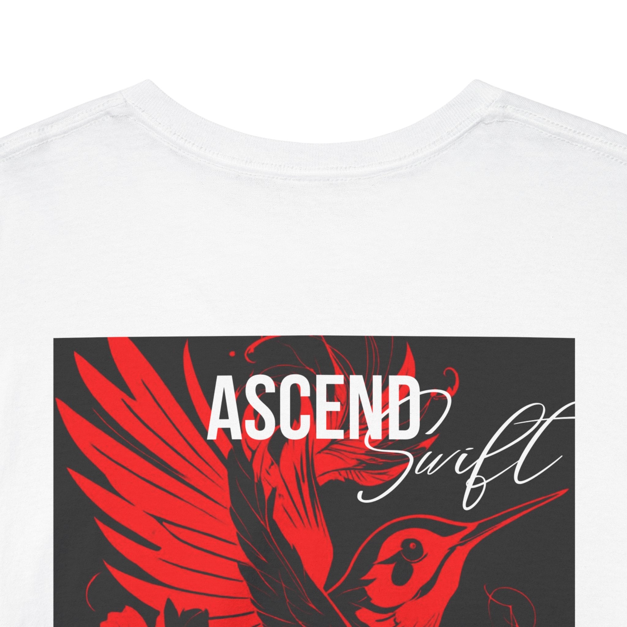 Ascend Red Dove T-Shirt — Minimal Chest Logo & Bold Back Print | Premium Streetwear