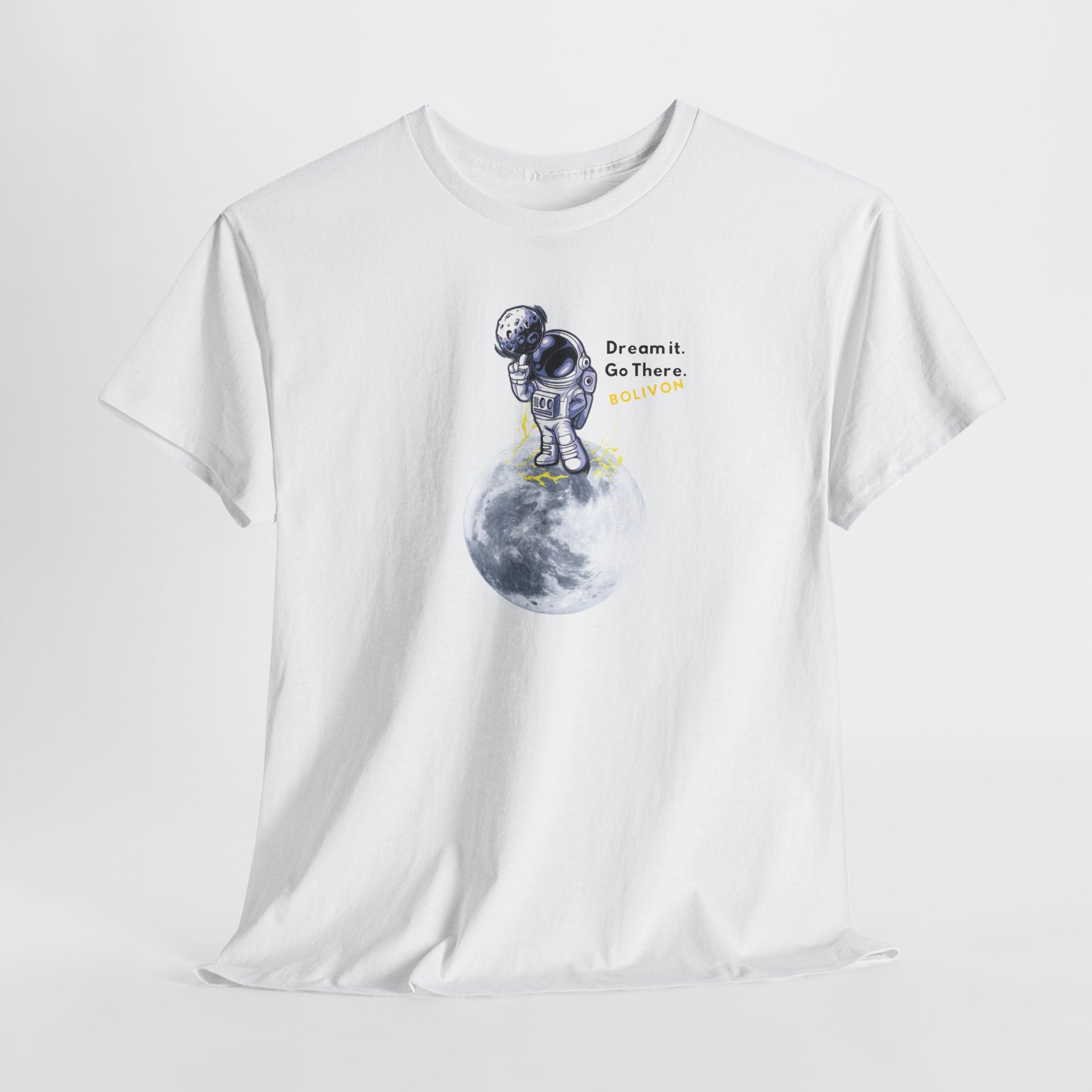 Astronaut on Moon T-Shirt — 'Dream it. Go there.' Space Graphic Tee | Premium Streetwear