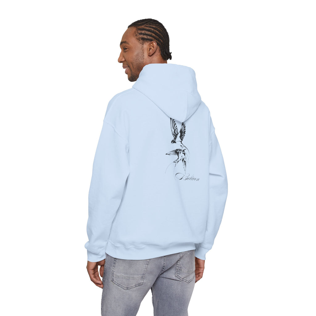 Dove Flight Hoodie — Minimal Black Bird Illustration Pullover | Premium Streetwear