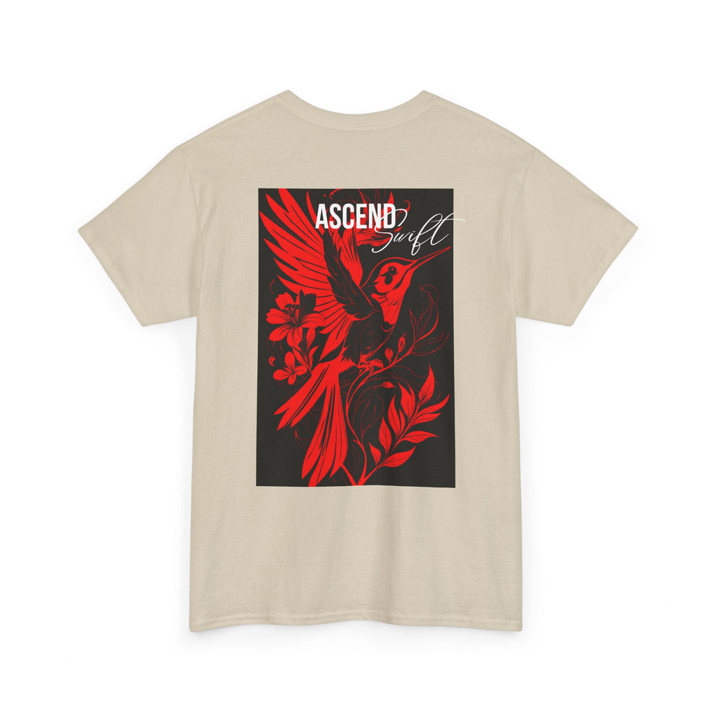 Ascend Red Dove T-Shirt — Minimal Chest Logo & Bold Back Print | Premium Streetwear