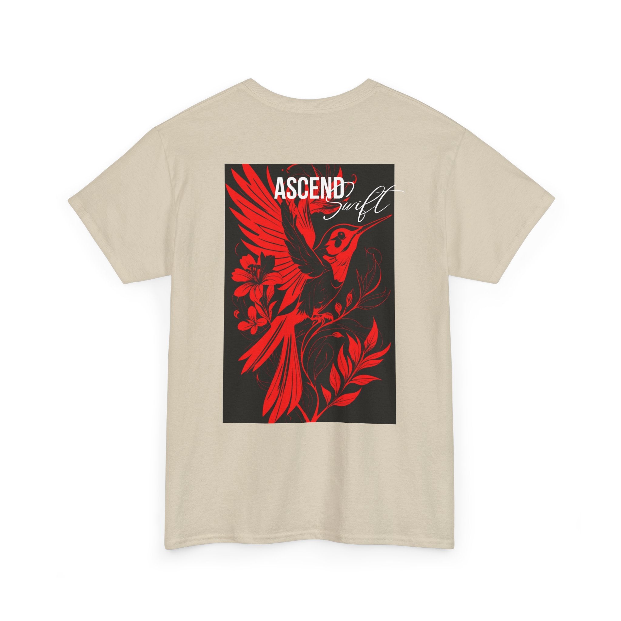 Ascend Red Dove T-Shirt — Minimal Chest Logo & Bold Back Print | Premium Streetwear