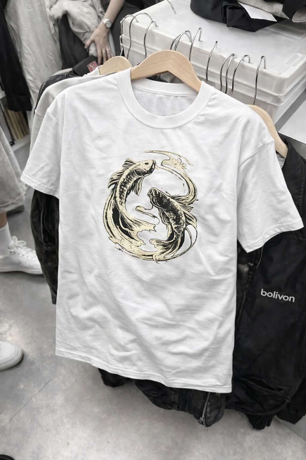 Koi Yin Yang Tee — Minimalist Koi Fish Graphic T-Shirt