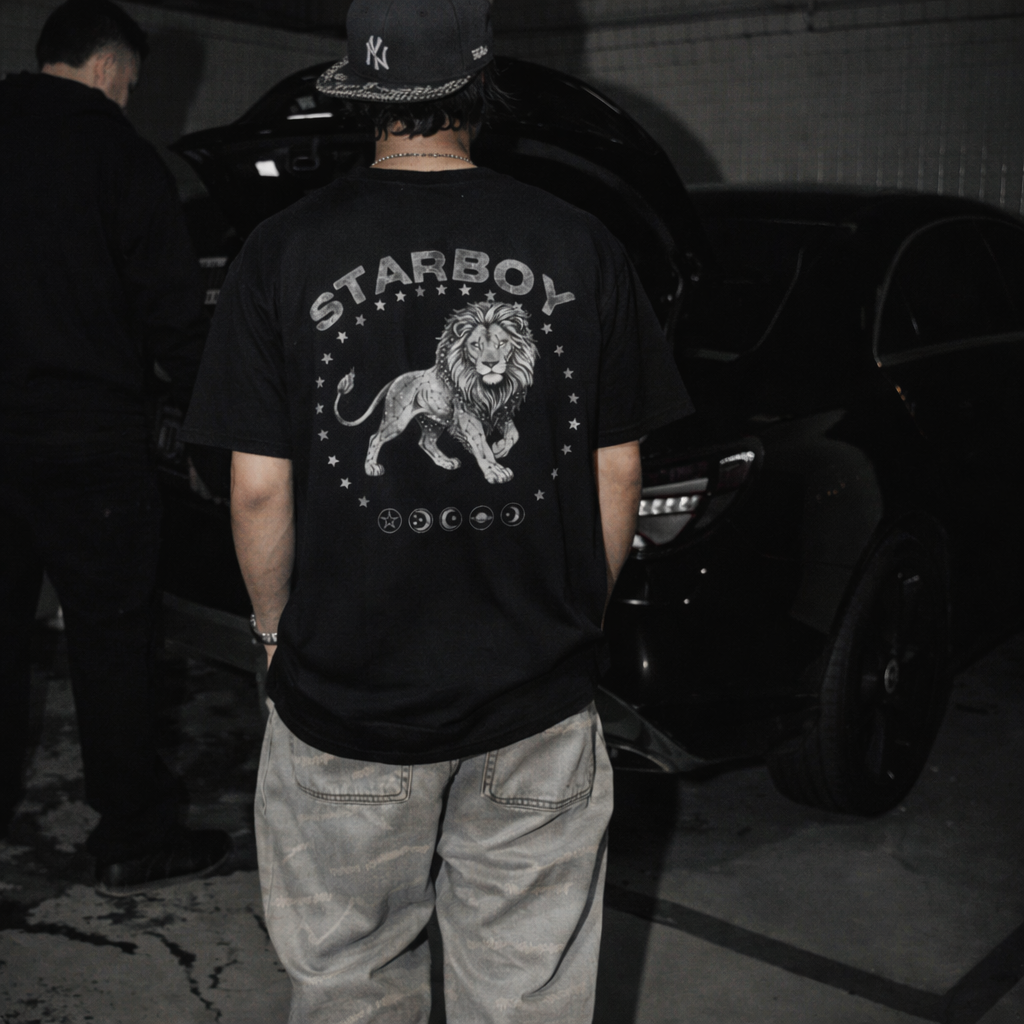 Bolivon Studios Starboy Lion Tee — Celestial Astrology Back-Print | Premium Cotton