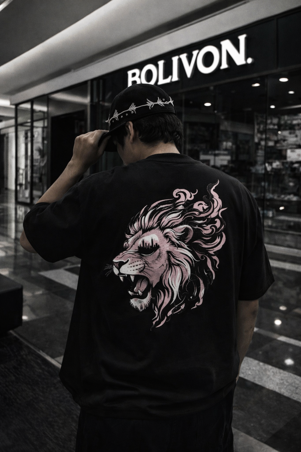 Lion's Mane Graphic Tee — Roaring Pink Ink Back Print
