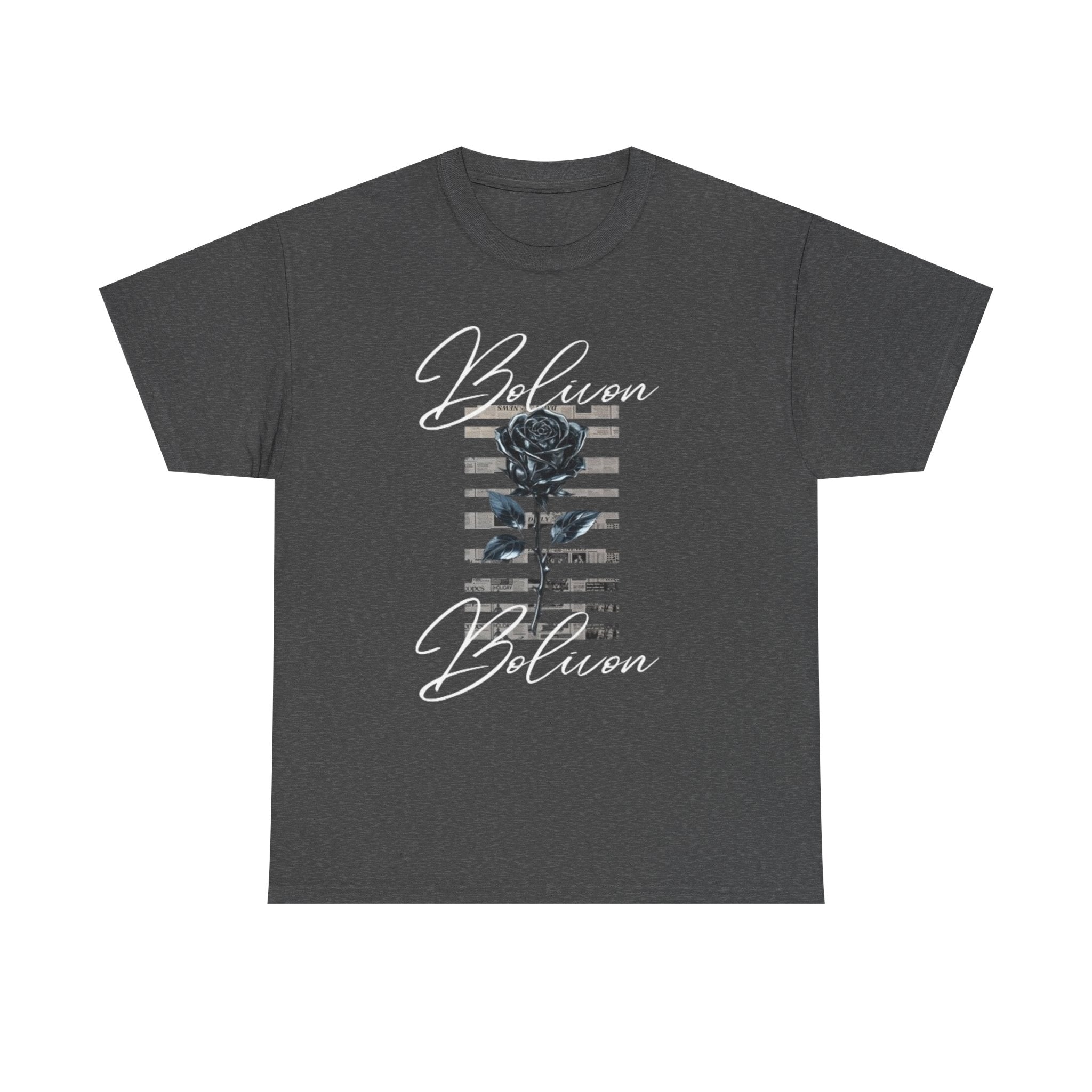 Bolivon Exclusive Rose Noir Graphic Tee — Vintage Striped Floral Shirt | Premium Streetwear
