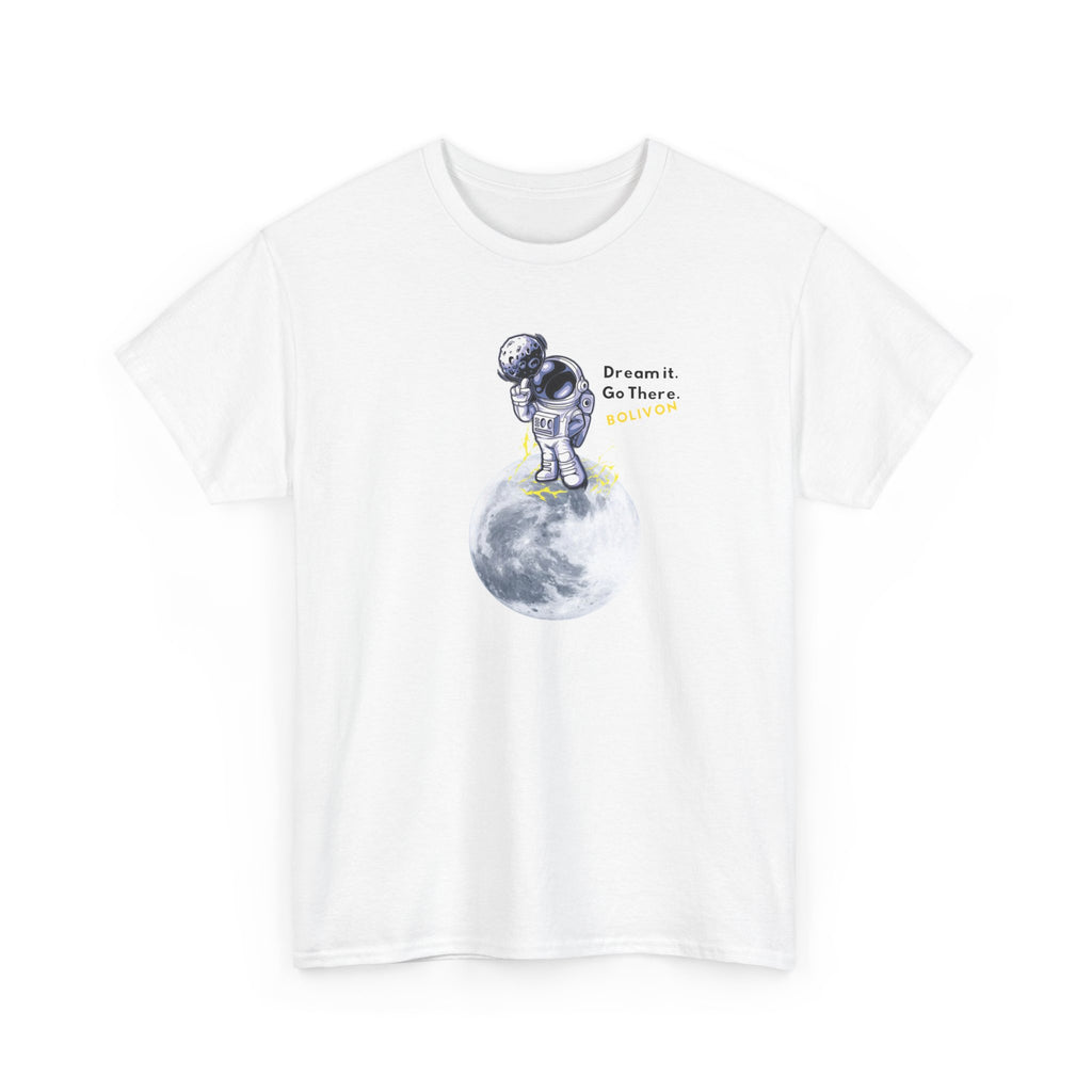 Astronaut on Moon T-Shirt — 'Dream it. Go there.' Space Graphic Tee | Premium Streetwear