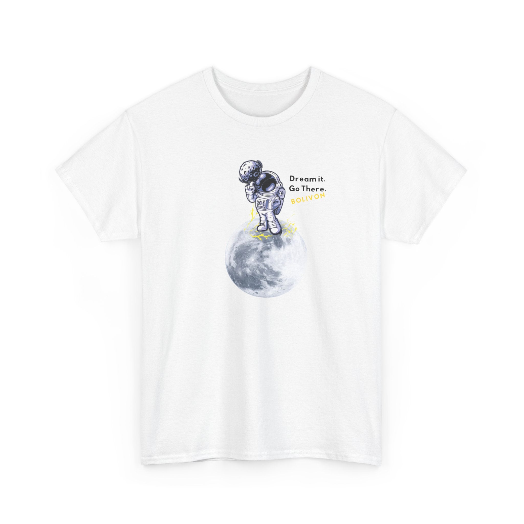 Astronaut on Moon T-Shirt — 'Dream it. Go there.' Space Graphic Tee | Premium Streetwear