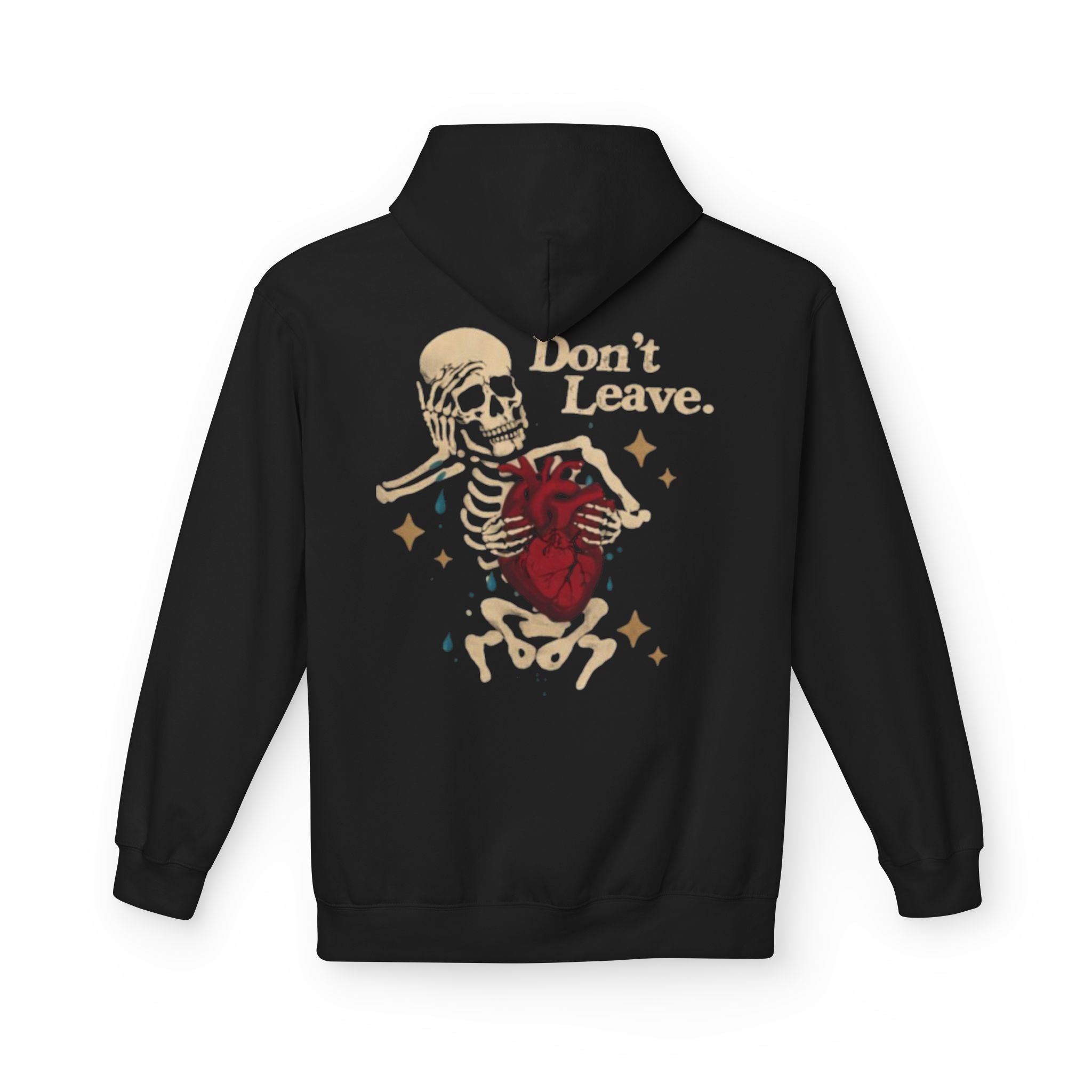 Don't Leave Hoodie - Skeleton Heart Back Print Streetwear