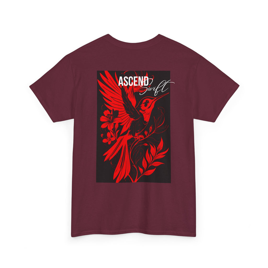 Ascend Red Dove T-Shirt — Minimal Chest Logo & Bold Back Print | Premium Streetwear