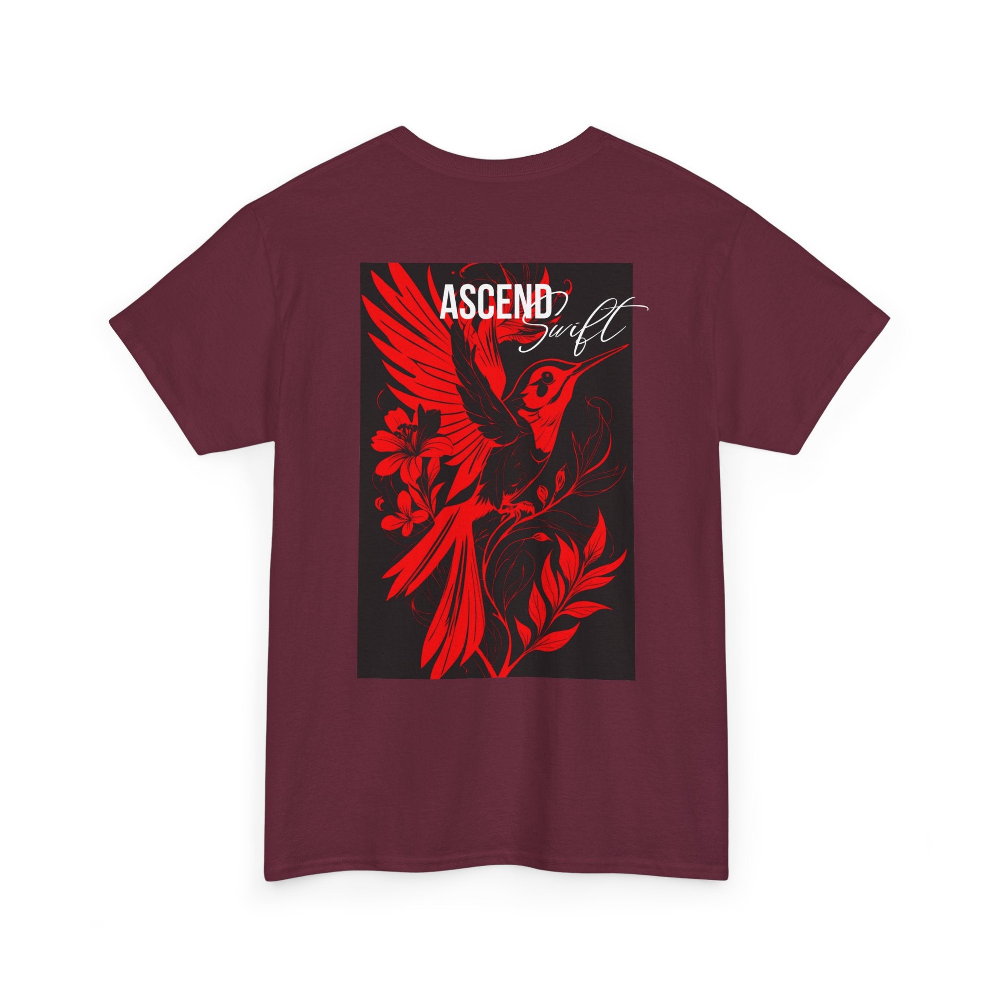 Ascend Red Dove T-Shirt — Minimal Chest Logo & Bold Back Print | Premium Streetwear