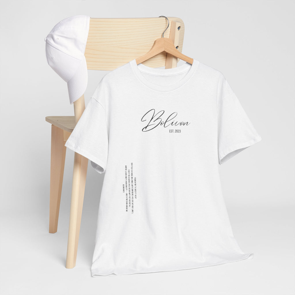 White Bolivon Designer Tee — Exclusive Minimal Graphic T-Shirt | Premium Streetwear
