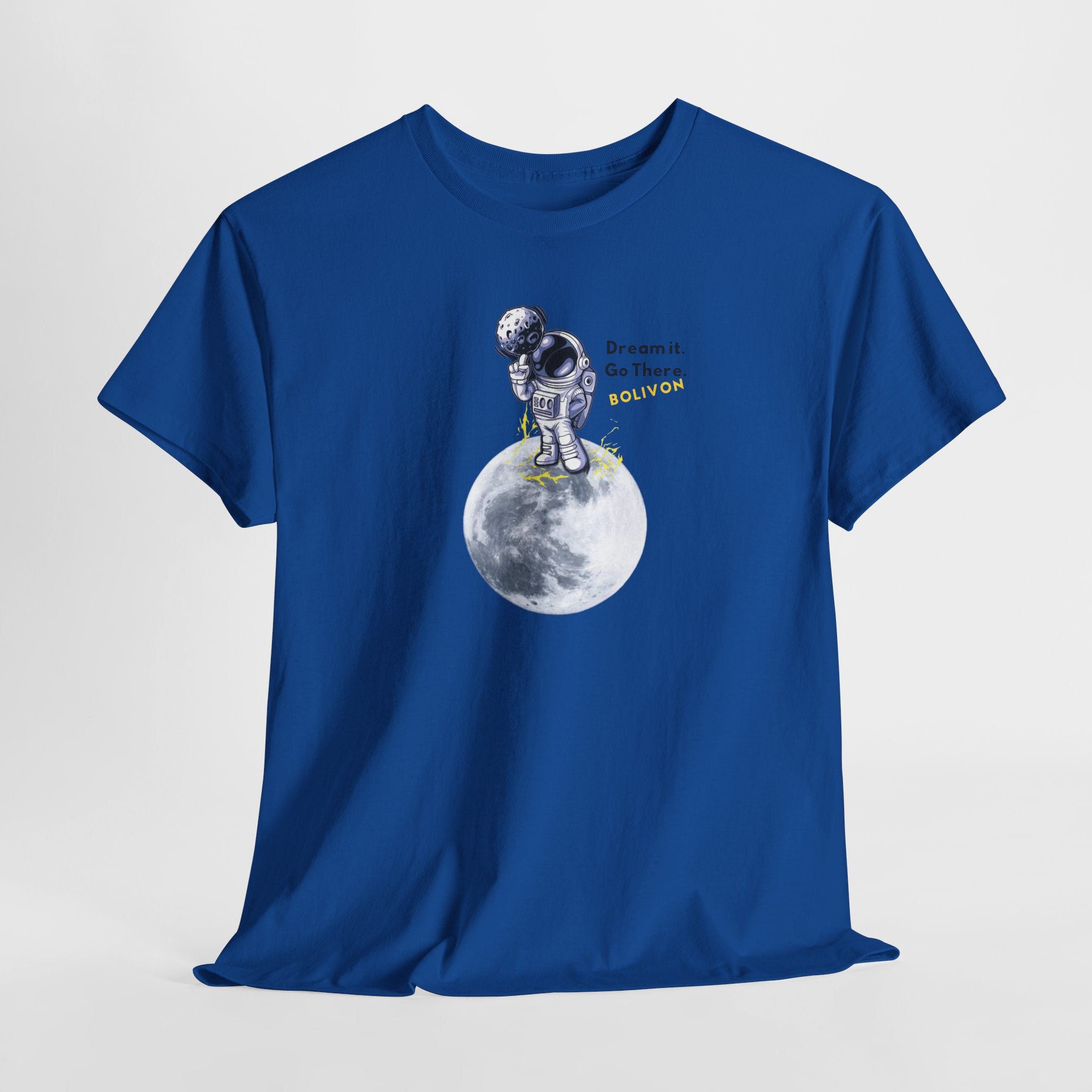 Astronaut on Moon T-Shirt — 'Dream it. Go there.' Space Graphic Tee | Premium Streetwear