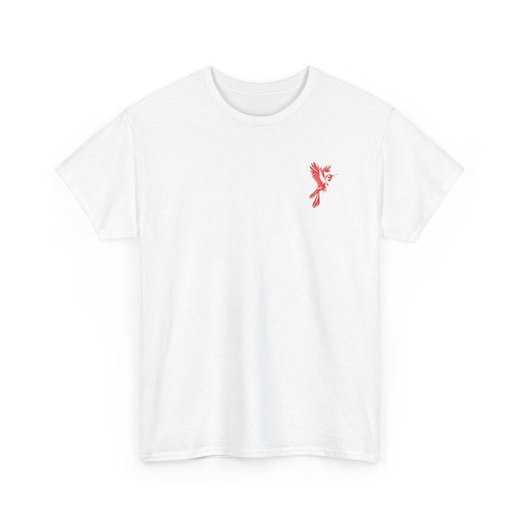 Ascend Red Dove T-Shirt — Minimal Chest Logo & Bold Back Print | Premium Streetwear