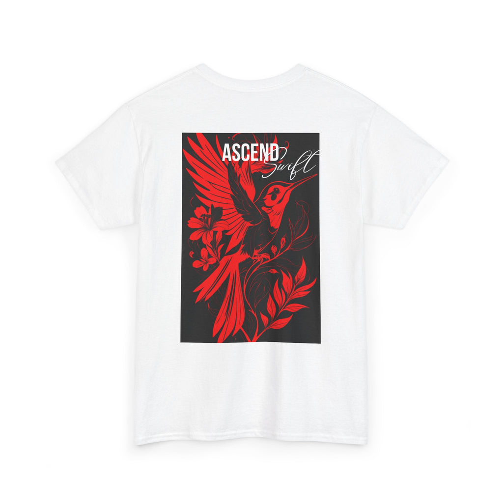 Ascend Red Dove T-Shirt — Minimal Chest Logo & Bold Back Print | Premium Streetwear