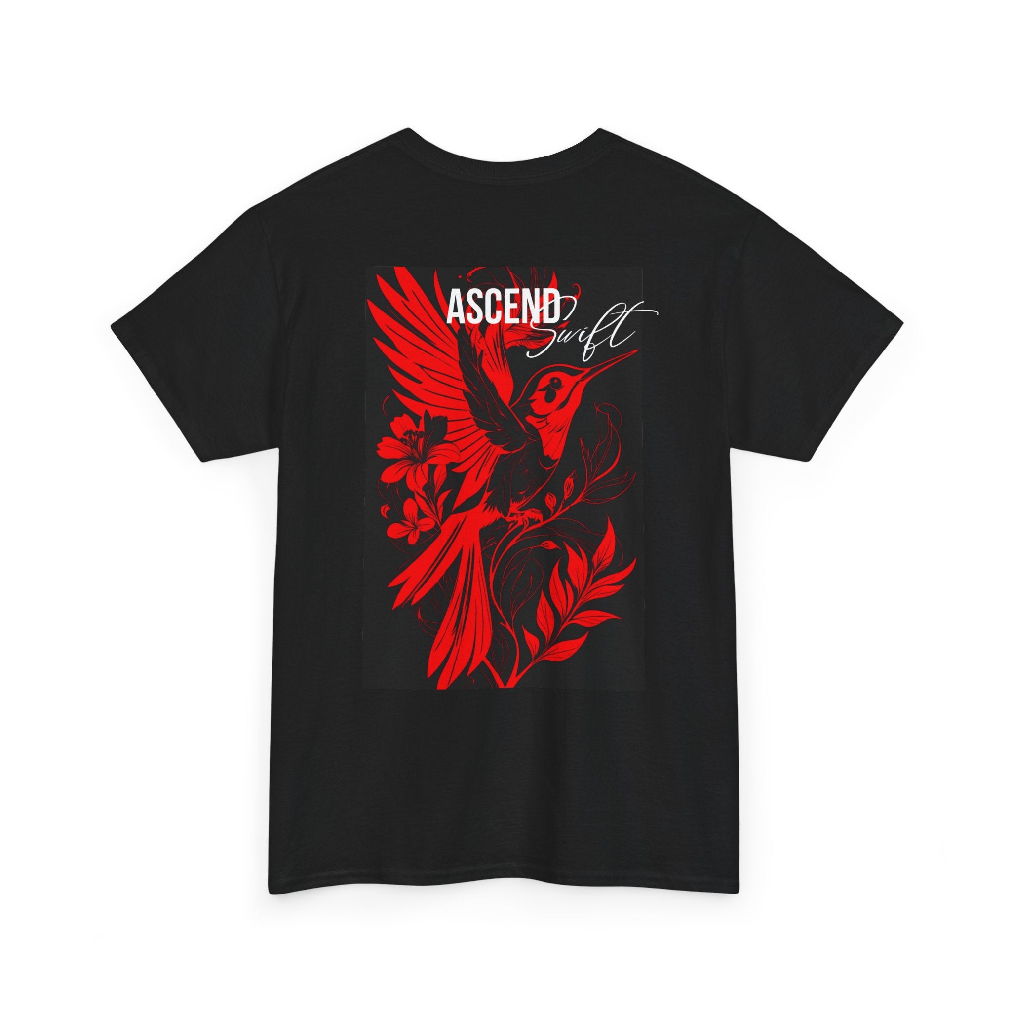Ascend Red Dove T-Shirt — Minimal Chest Logo & Bold Back Print | Premium Streetwear