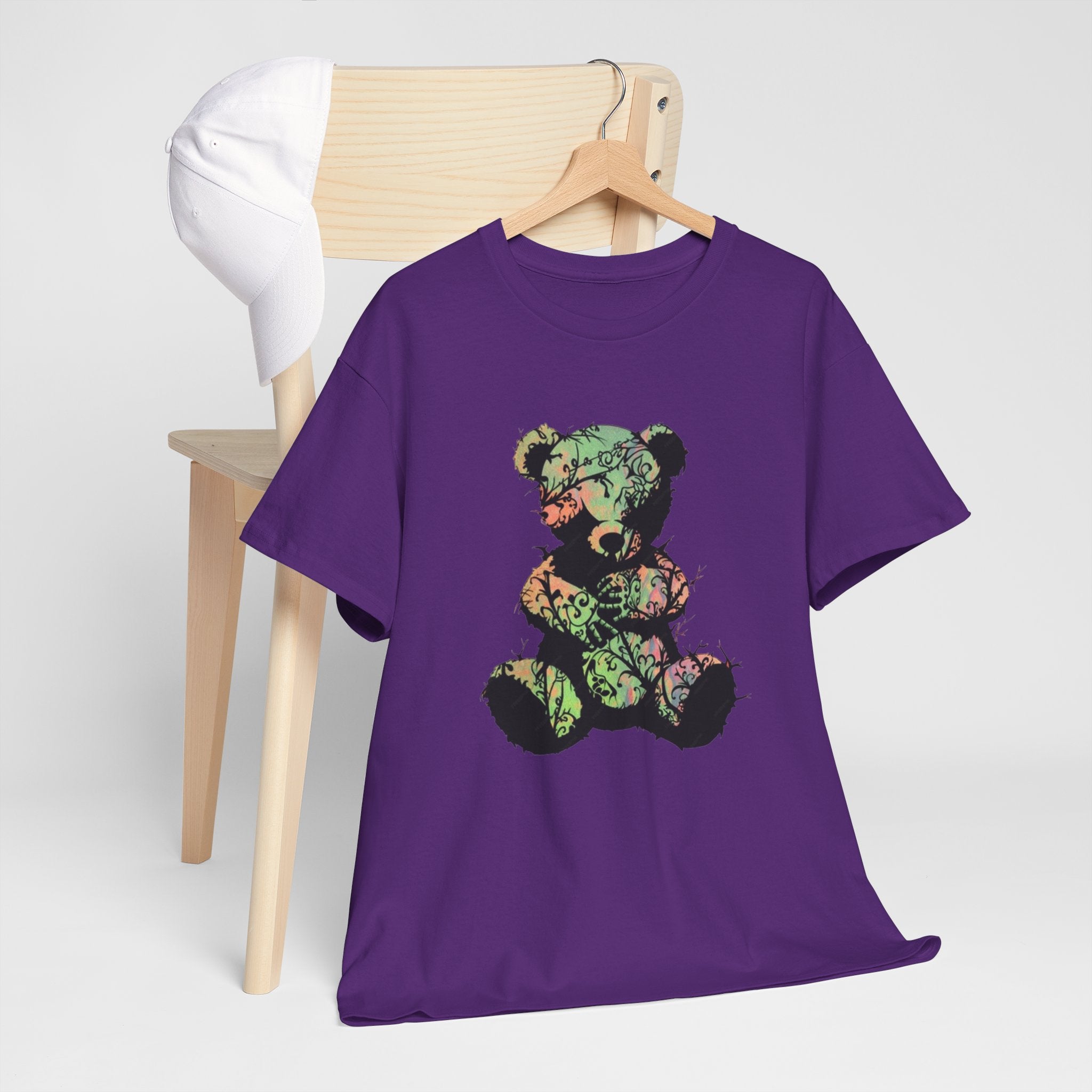 Teddy Bear Graphic Tee — Floral Patchwork Plush Design | Premium Streetwear