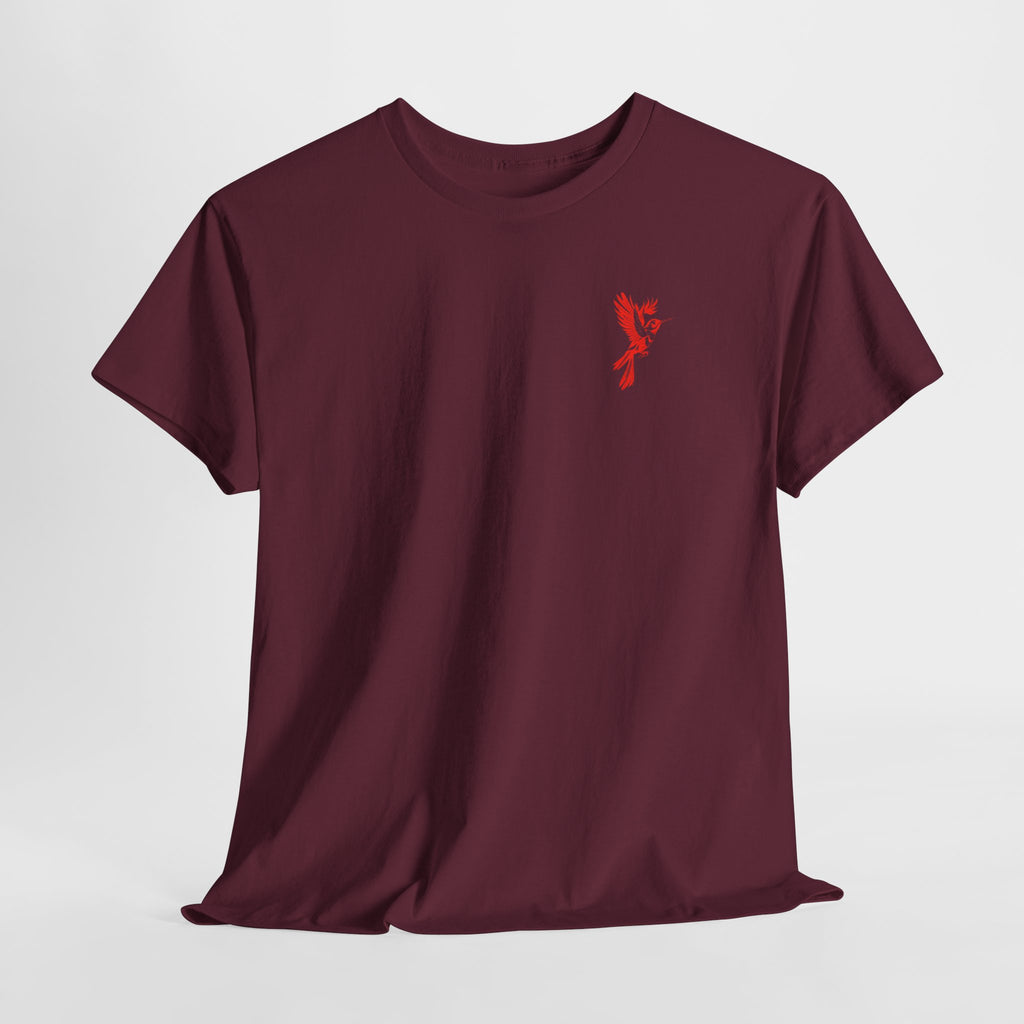 Ascend Red Dove T-Shirt — Minimal Chest Logo & Bold Back Print | Premium Streetwear
