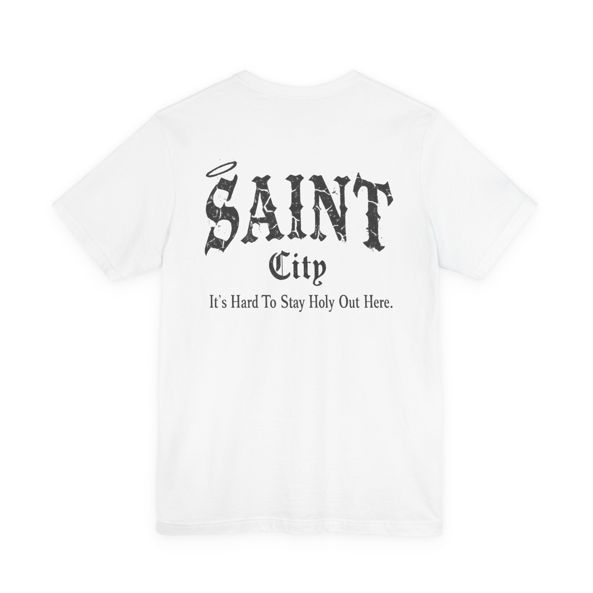 Saint City Tee — Bolivon Studios Distressed Gothic Back-Print T-Shirt