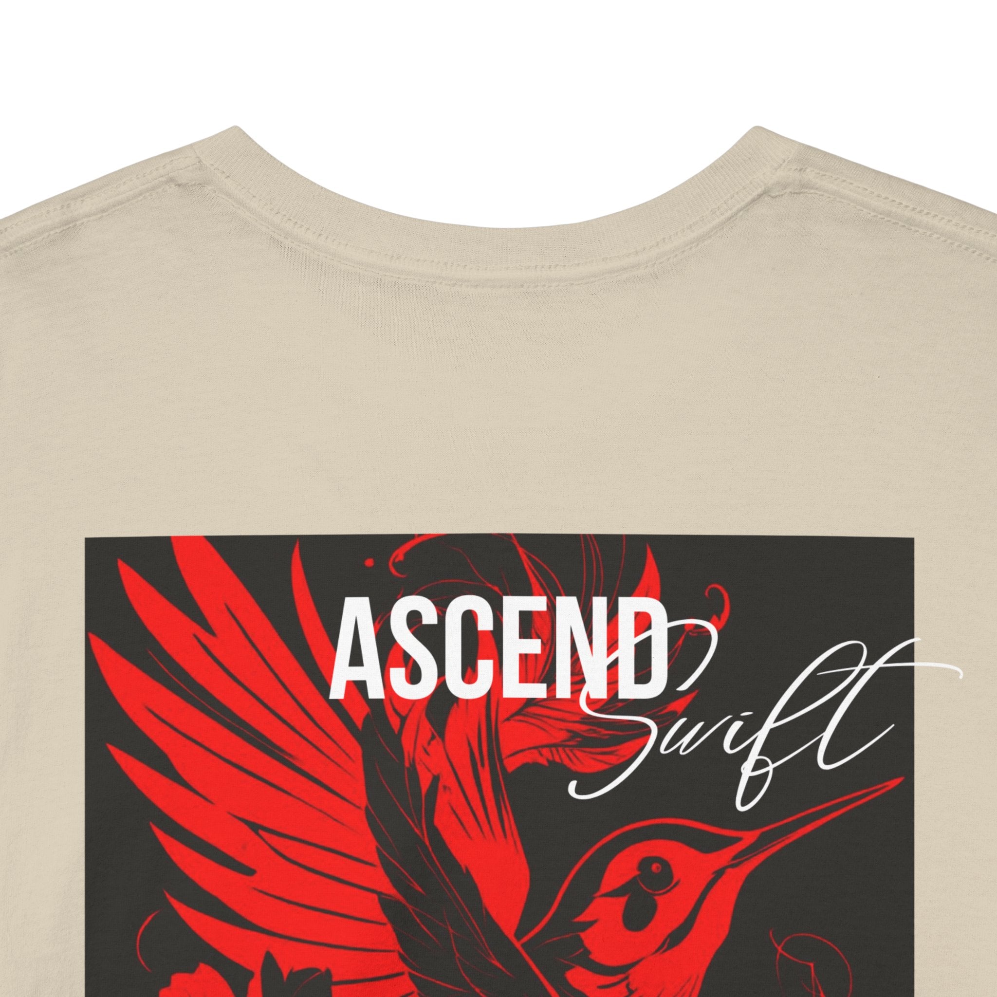 Ascend Red Dove T-Shirt — Minimal Chest Logo & Bold Back Print | Premium Streetwear