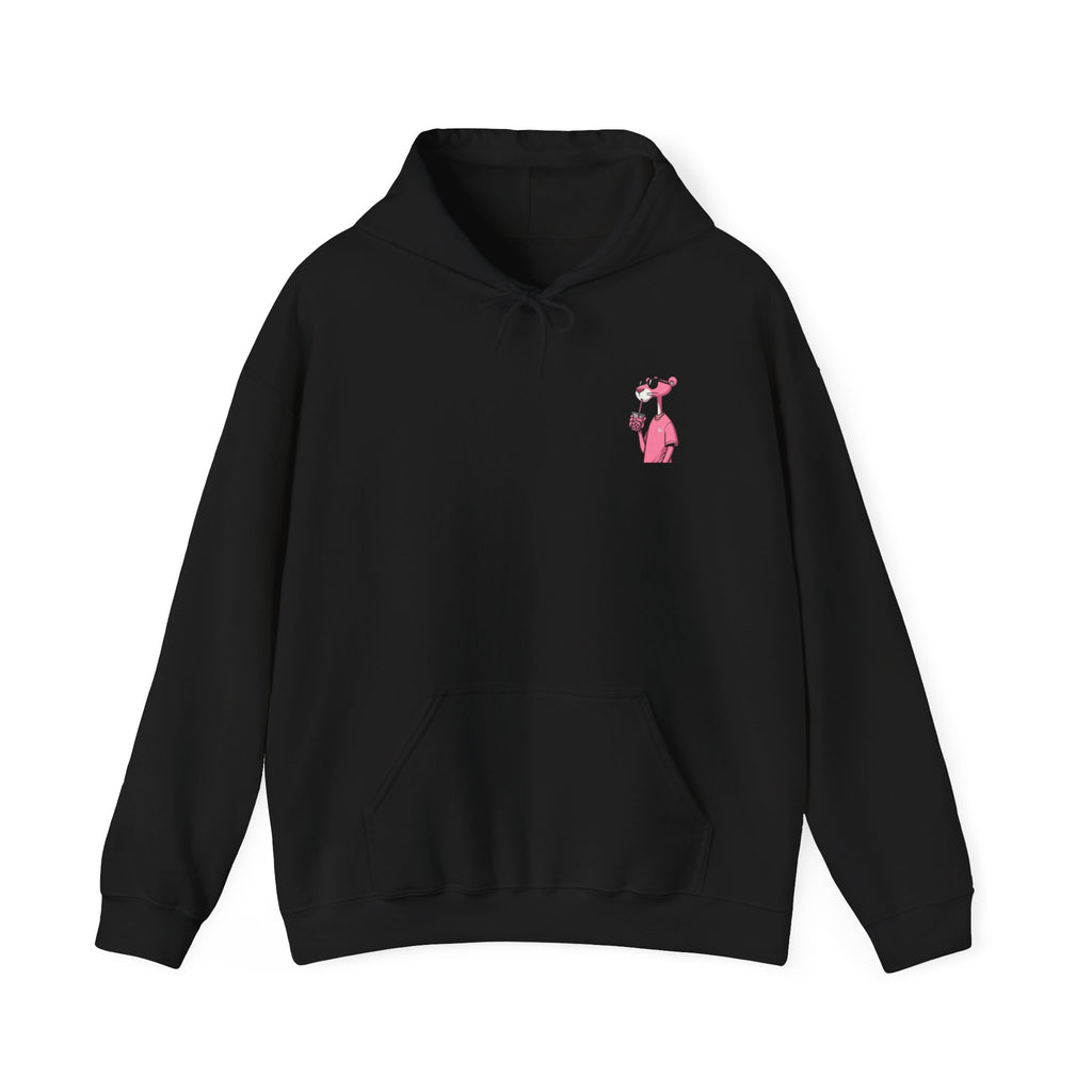 Pink Panther Minimal Chest Hoodie — Cute Retro Cartoon Pullover Streetwear Style