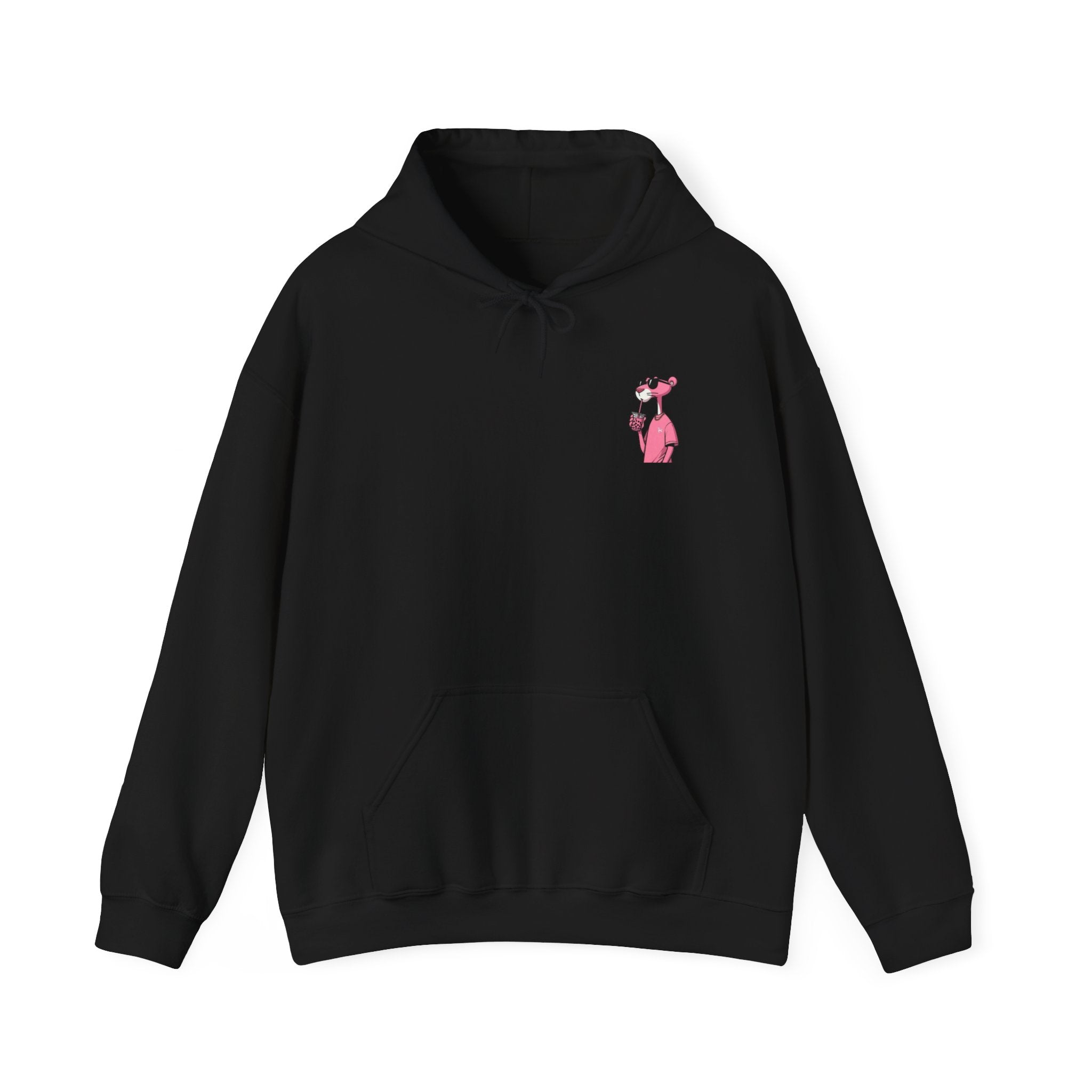 Pink Panther Minimal Chest Hoodie — Cute Retro Cartoon Pullover Streetwear Style