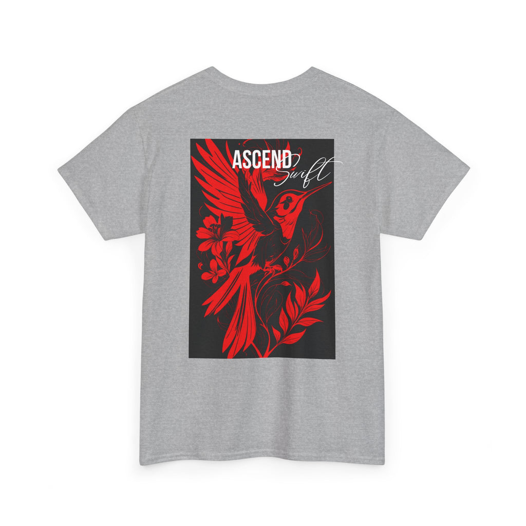 Ascend Red Dove T-Shirt — Minimal Chest Logo & Bold Back Print | Premium Streetwear