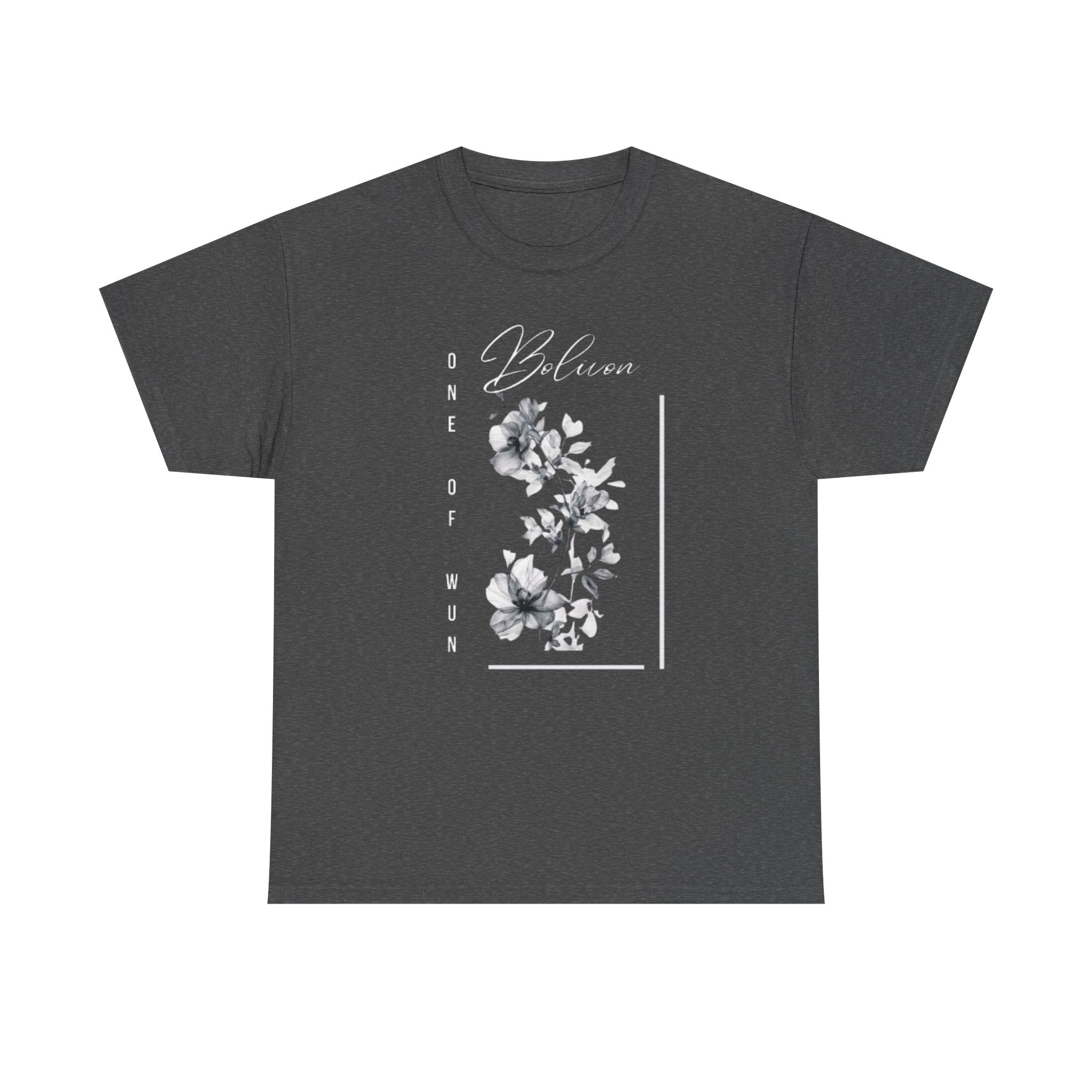 Bolivon Exclusive Floral Serenity Tee — Monochrome Botanical Graphic T-Shirt