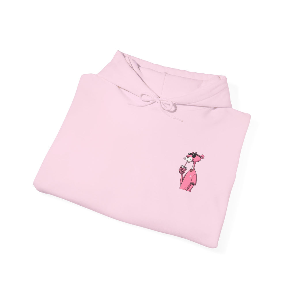 Pink Panther Minimal Chest Hoodie — Cute Retro Cartoon Pullover Streetwear Style