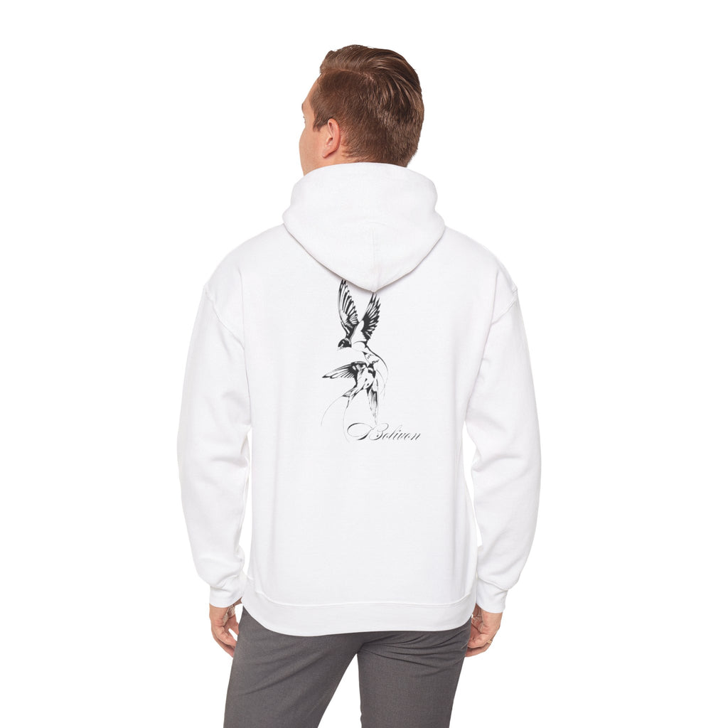 Dove Flight Hoodie — Minimal Black Bird Illustration Pullover | Premium Streetwear